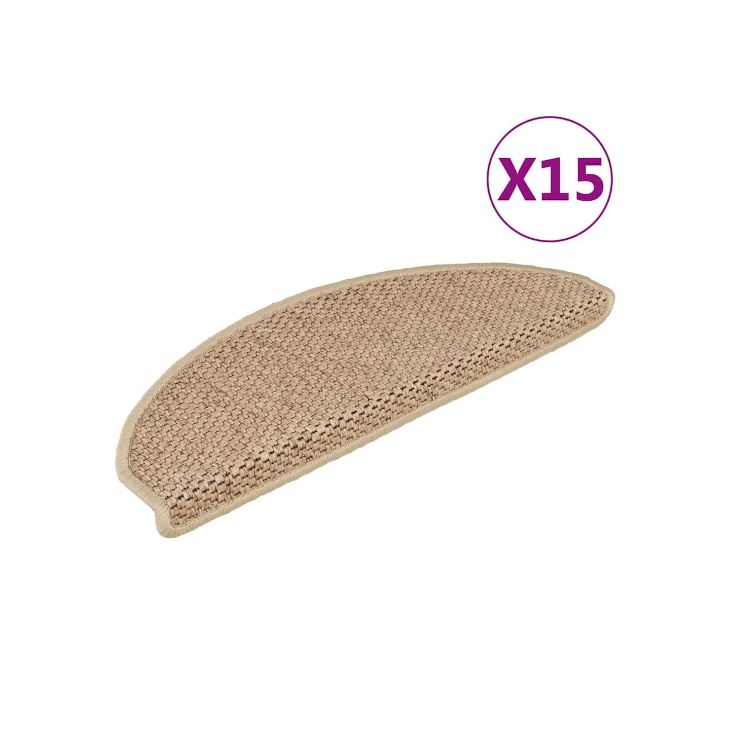 Tapis d'escalier autocollants 15 pcs 65x21x4 cm Sable