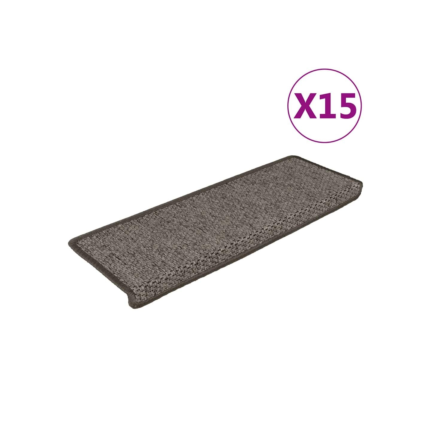 Tapis d'escalier autocollants 15 pcs 65x21x4 cm Gris et beige
