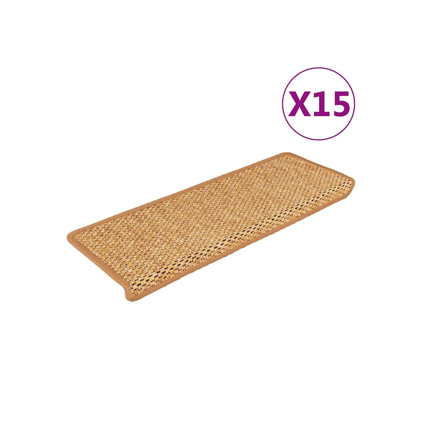 Tapis d'escalier autocollants 15 pcs 65x21x4 cm sisal