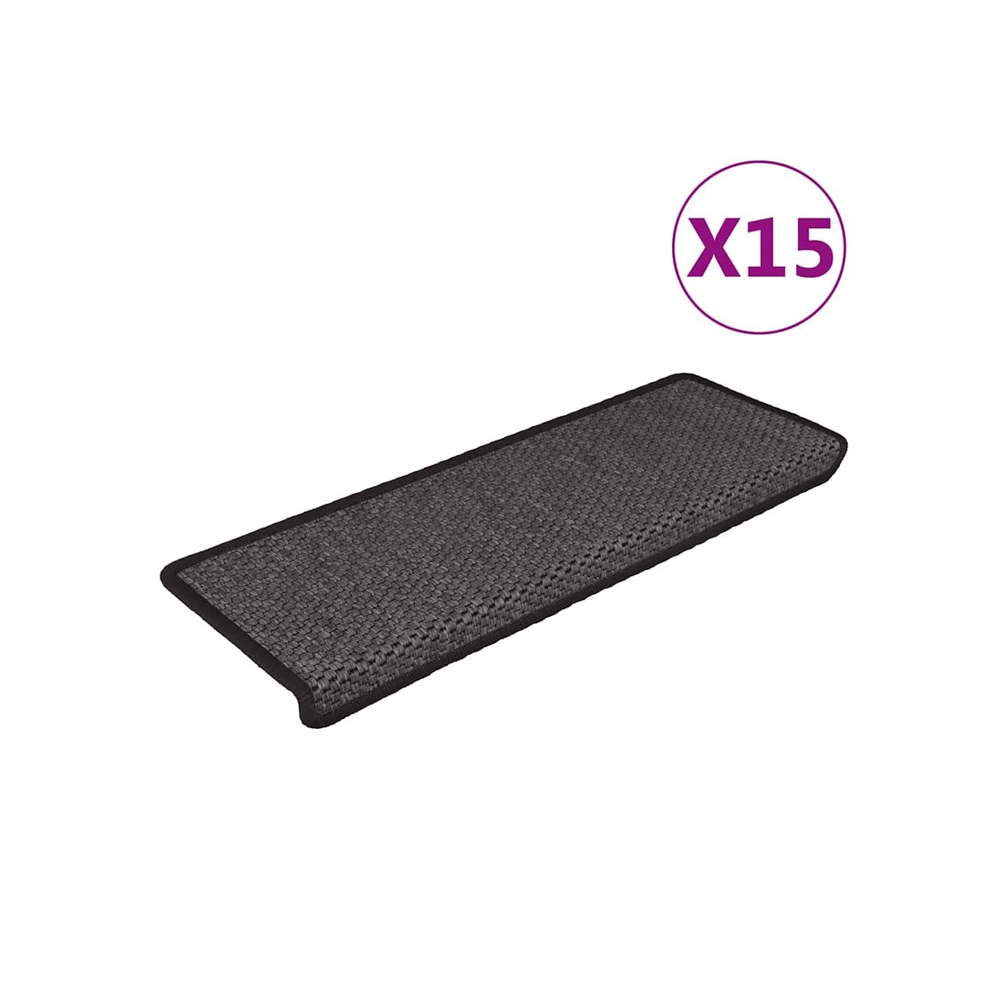 Tapis d'escalier autocollants 15 pcs 65x21x4 cm Anthracite