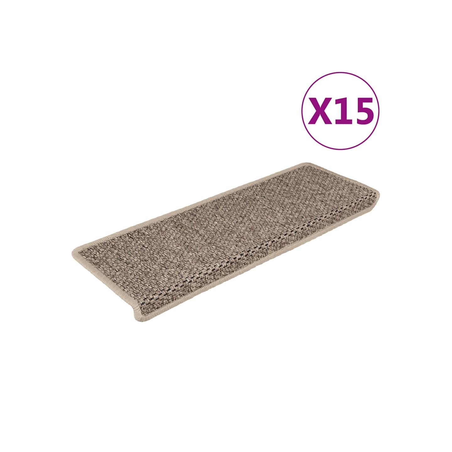 Tapis d'escalier autocollants 15 pcs 65x21x4 cm Beige foncé