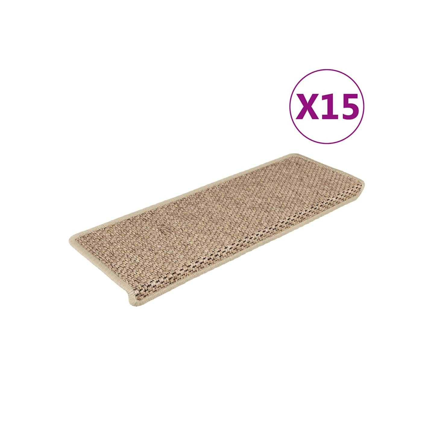 Tapis d'escalier autocollants 15 pcs 65x21x4 cm Sable