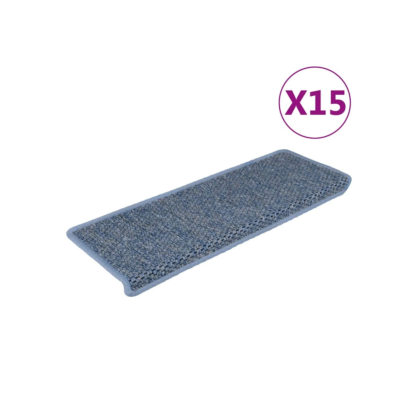 Tapis d'escalier autocollants 15 pcs 65x21x4 cm Bleu