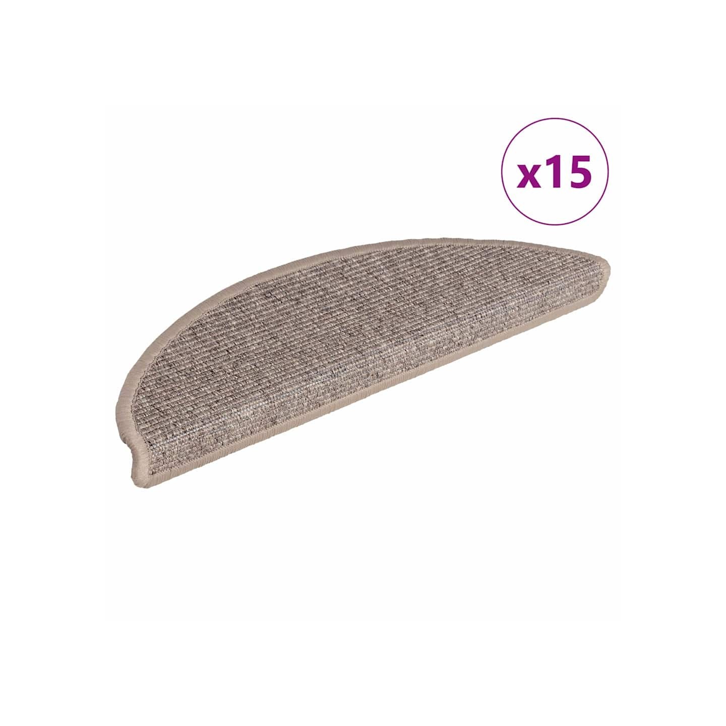 Tapis d'escalier 15 pièces 56 x 17 x 3 cm Beige foncé Demi-rond