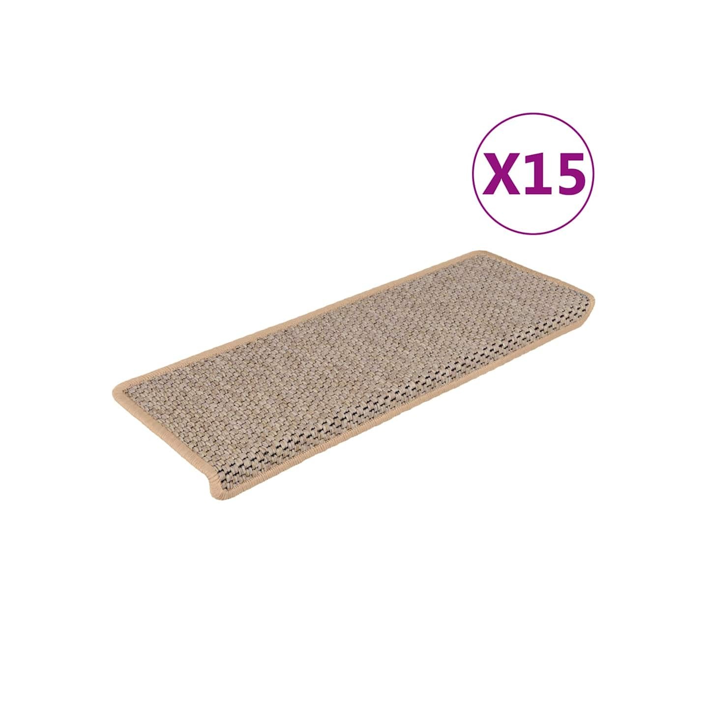 Tapis d'escalier autocollants 15 pcs 65x21x4 cm Beige clair