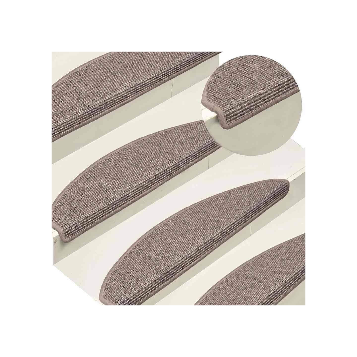 Tapis d'escalier 15 pièces 65x21x4 cm Beige foncé