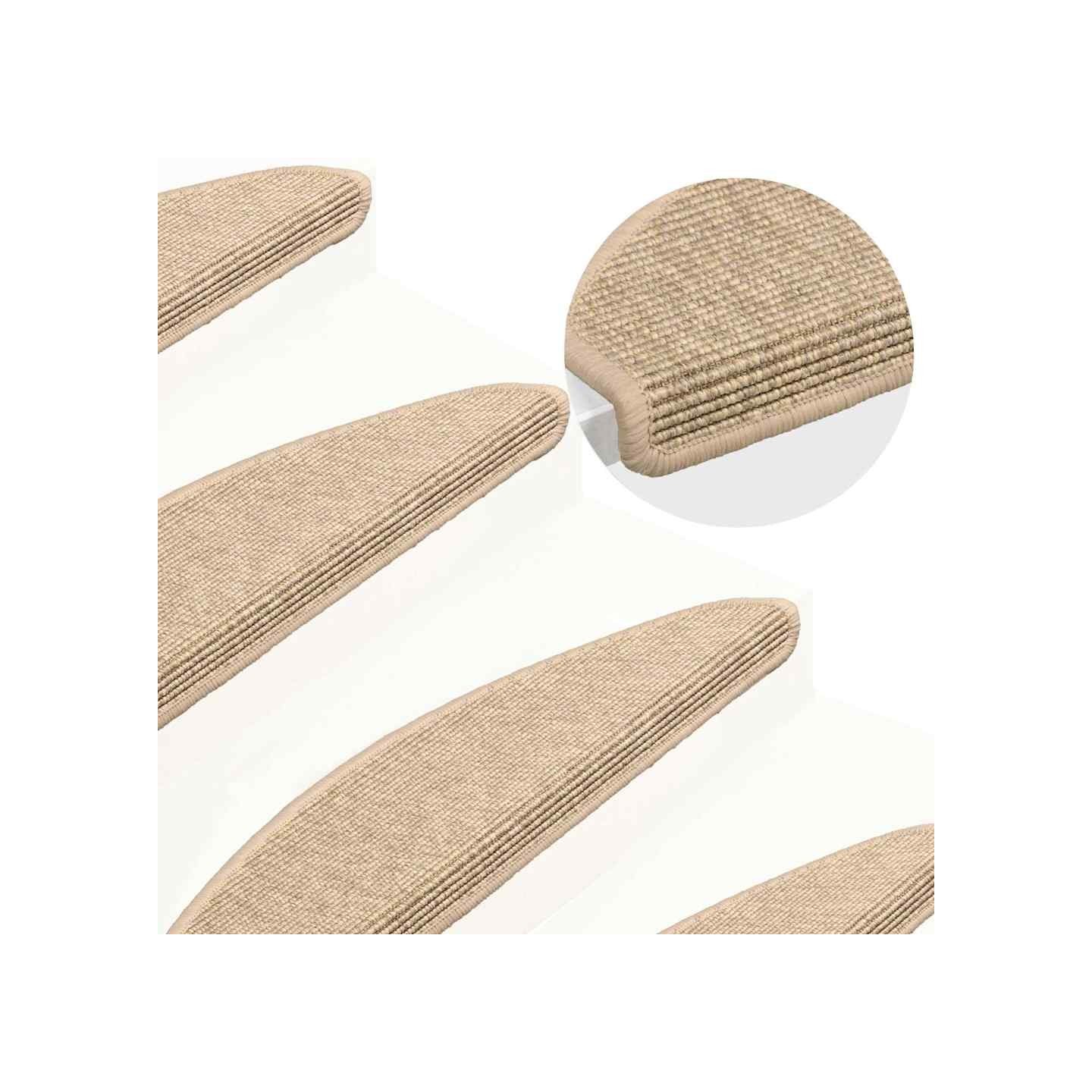 Tapis d'escalier 15 pièces 65x21x4 cm Beige clair