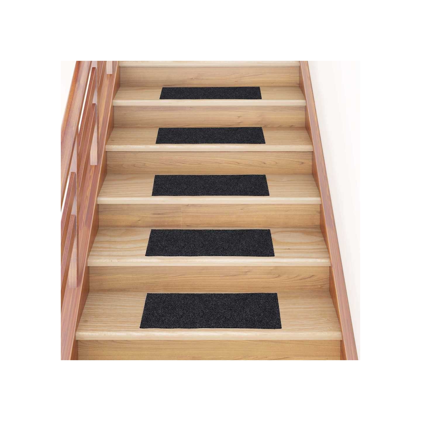 Tapis d'escalier autocollants 15 pièces 60x25 cm gris Foncé