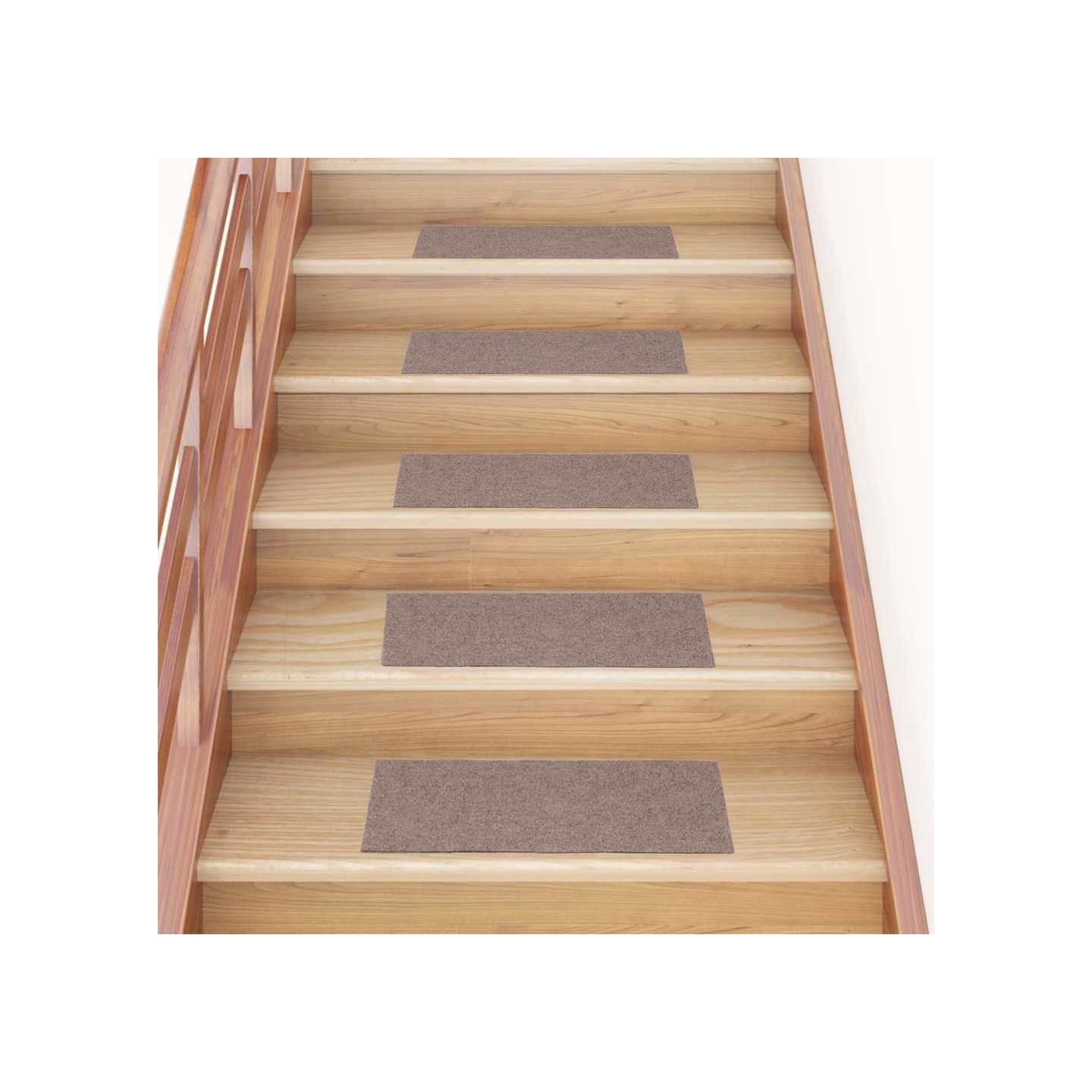 Tapis d'escalier autocollants 15 pièces 60x25 cm Marron clair