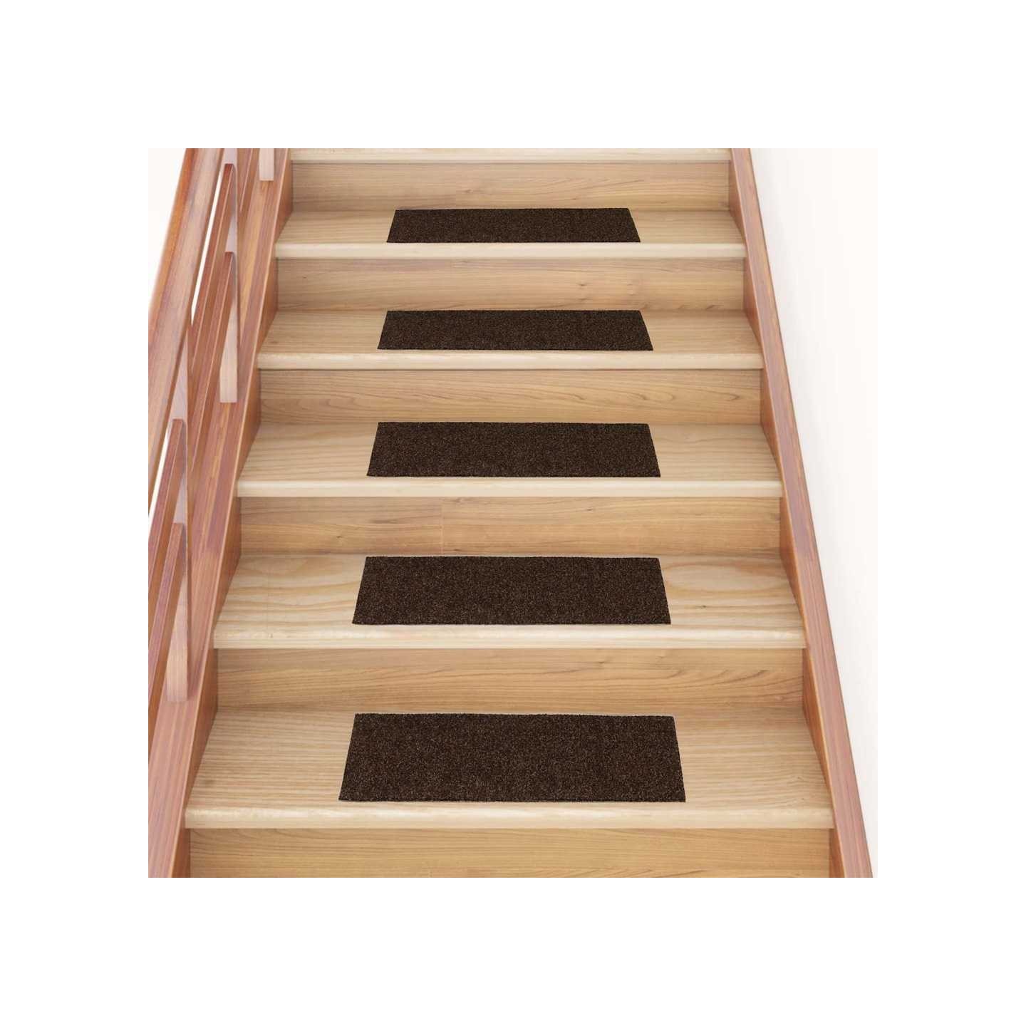 Tapis d'escalier autocollants 15 pièces 60x25 cm Marron