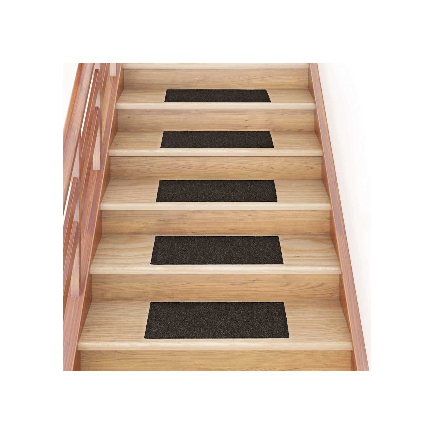 Tapis d'escalier autocollants 15 pièces 60x25 cm Marron foncé