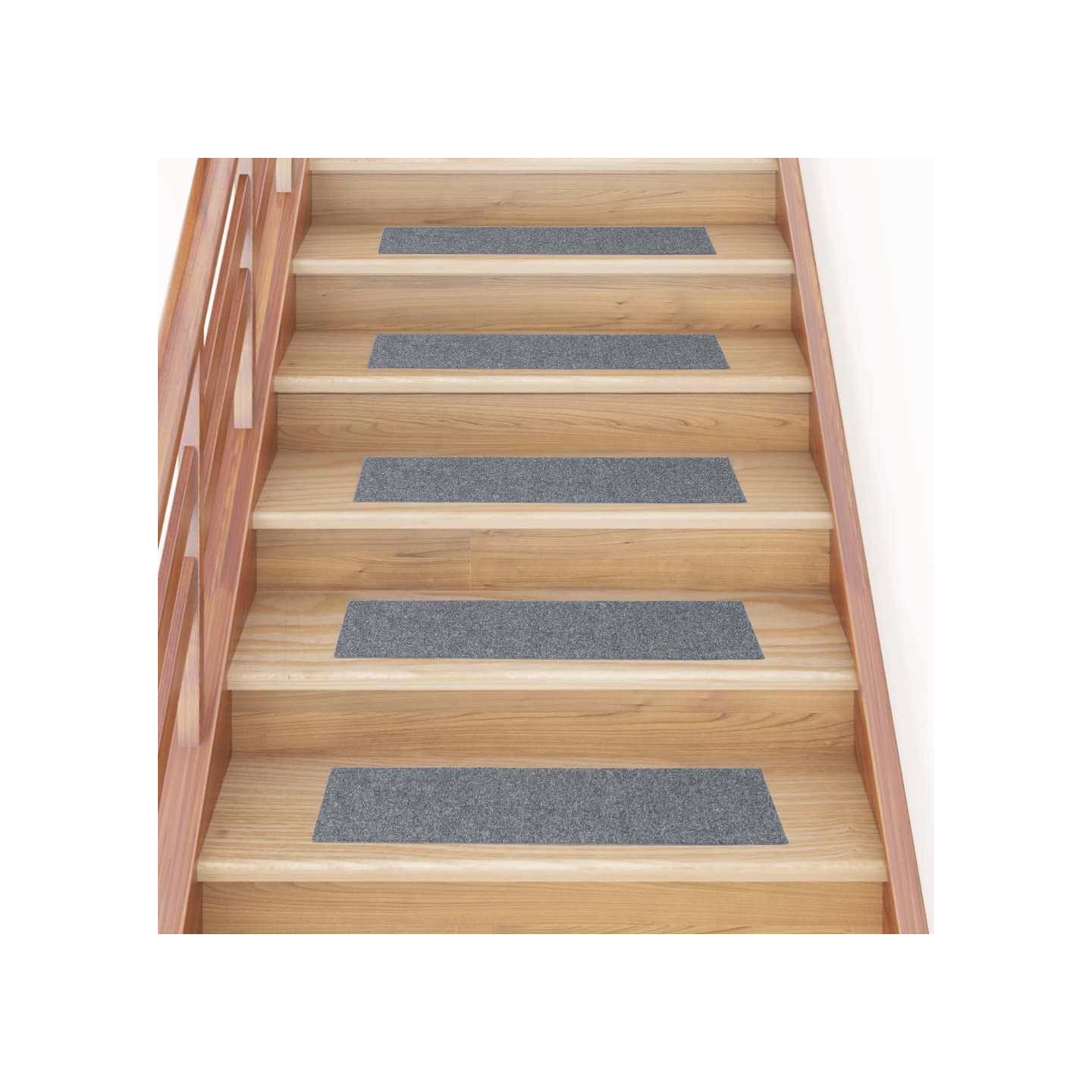 Tapis d'escalier autocollants 15 pièces 76x20 cm gris clair