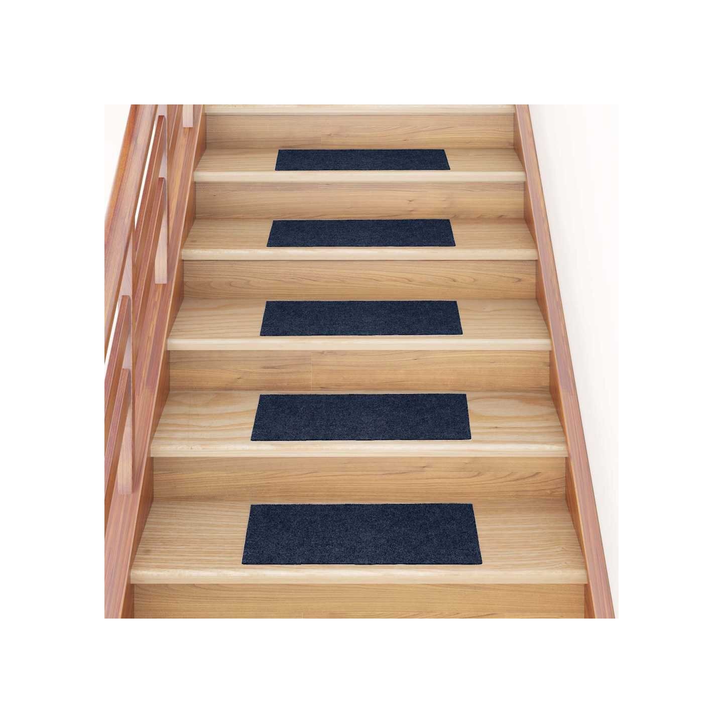 Tapis d'escalier autocollants 15 pièces 60x25 cm Bleu marine