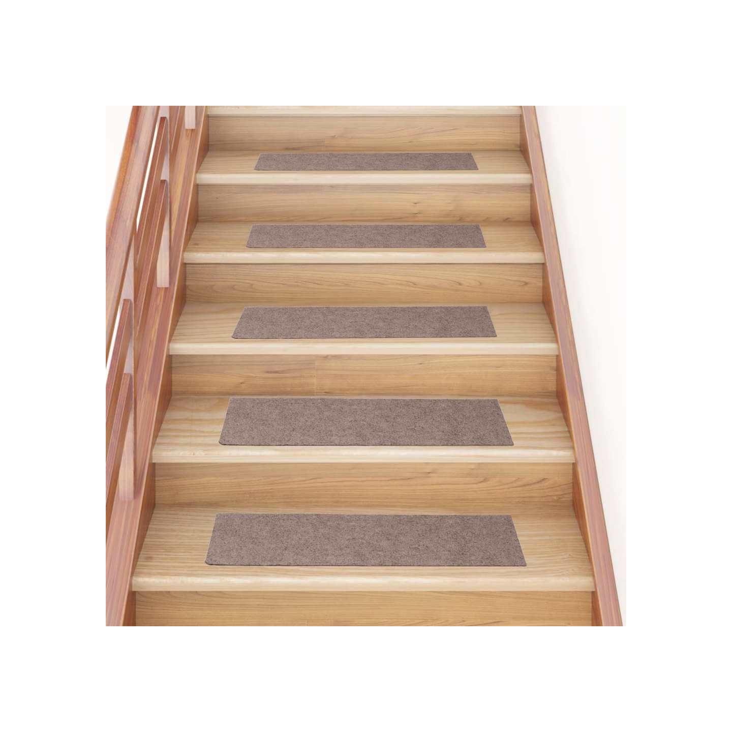 Tapis d'escalier autocollants 15 pièces 76x20 cm Marron clair