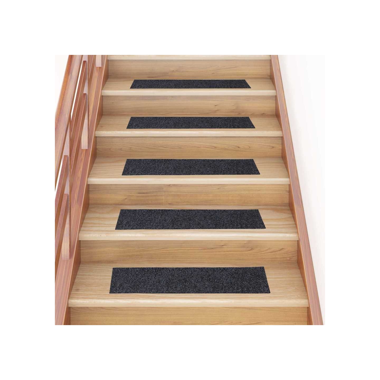 Tapis d'escalier autocollants 15 pièces 76x20 cm gris Foncé