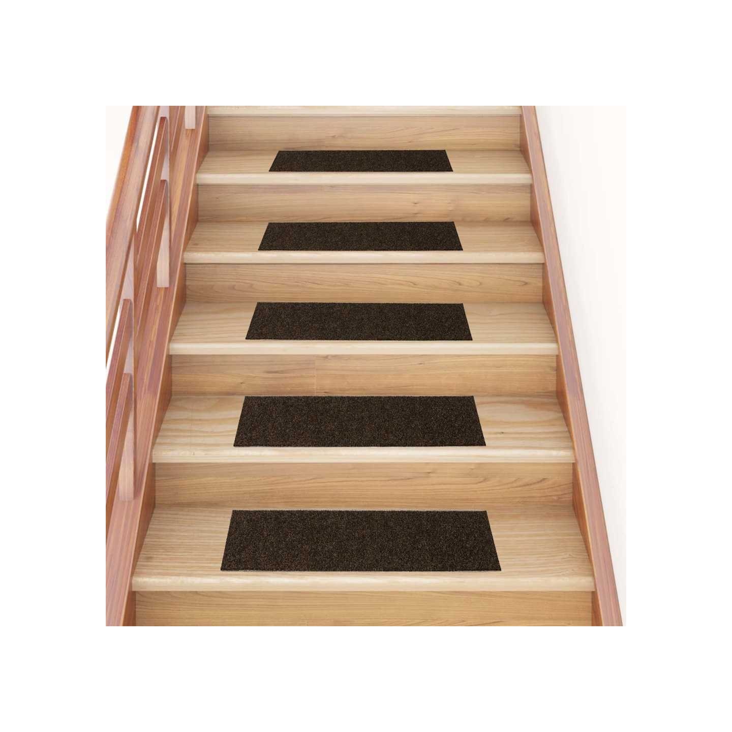 Tapis d'escalier autocollants 15 pièces 76x20 cm Marron
