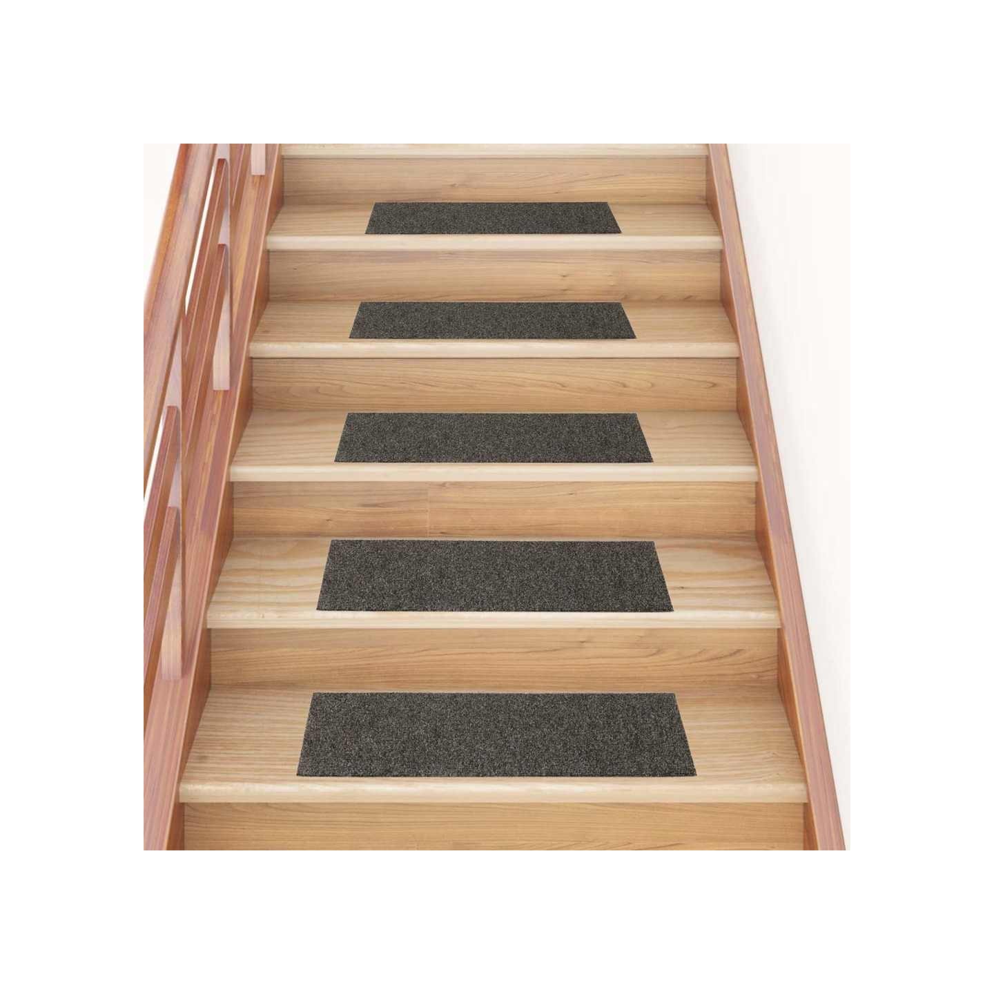 Tapis d'escalier autocollants 15 pièces 76x20 cm anthracite