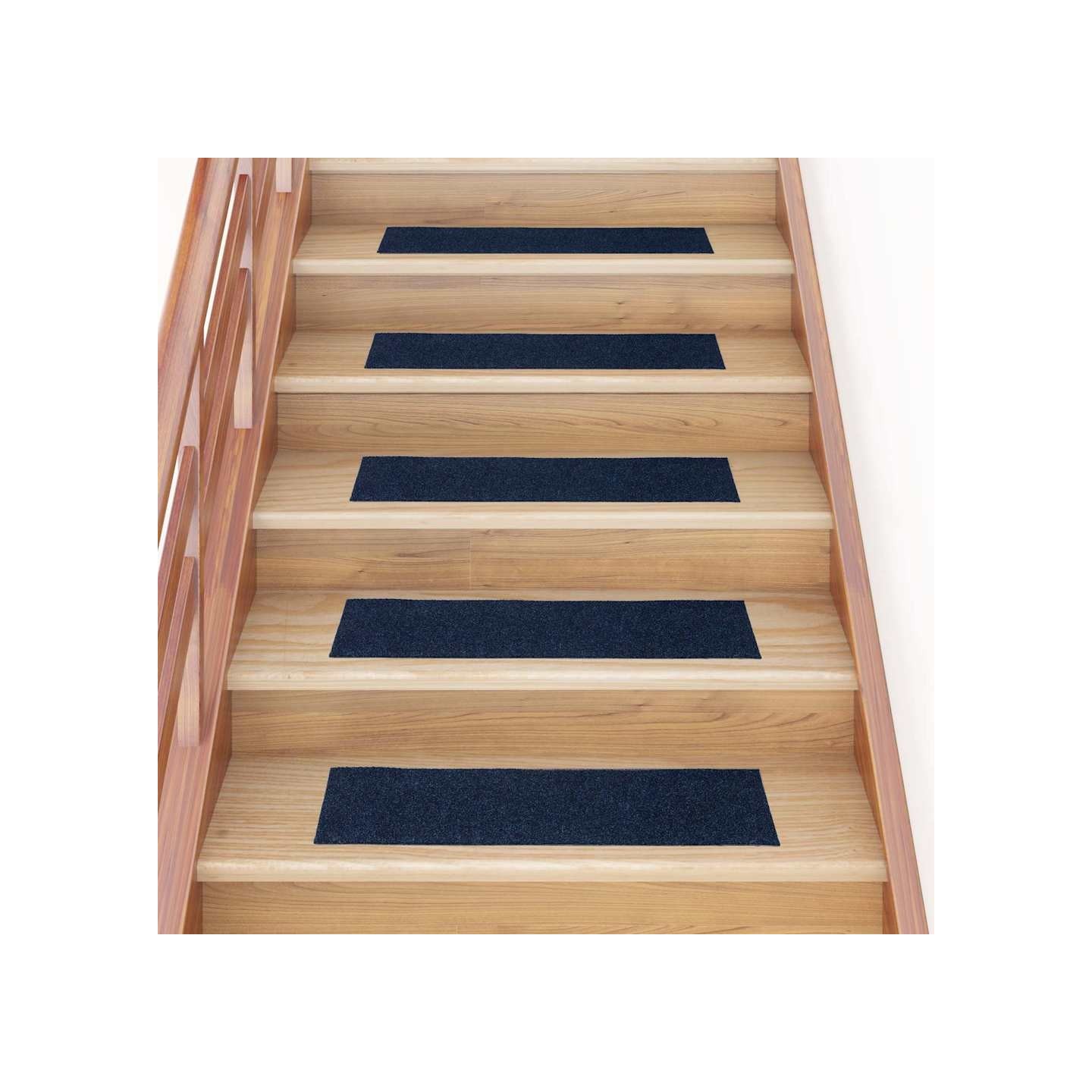 Tapis d'escalier autocollants 15 pièces 76 x 20 cm Bleu marine Rectangulaire