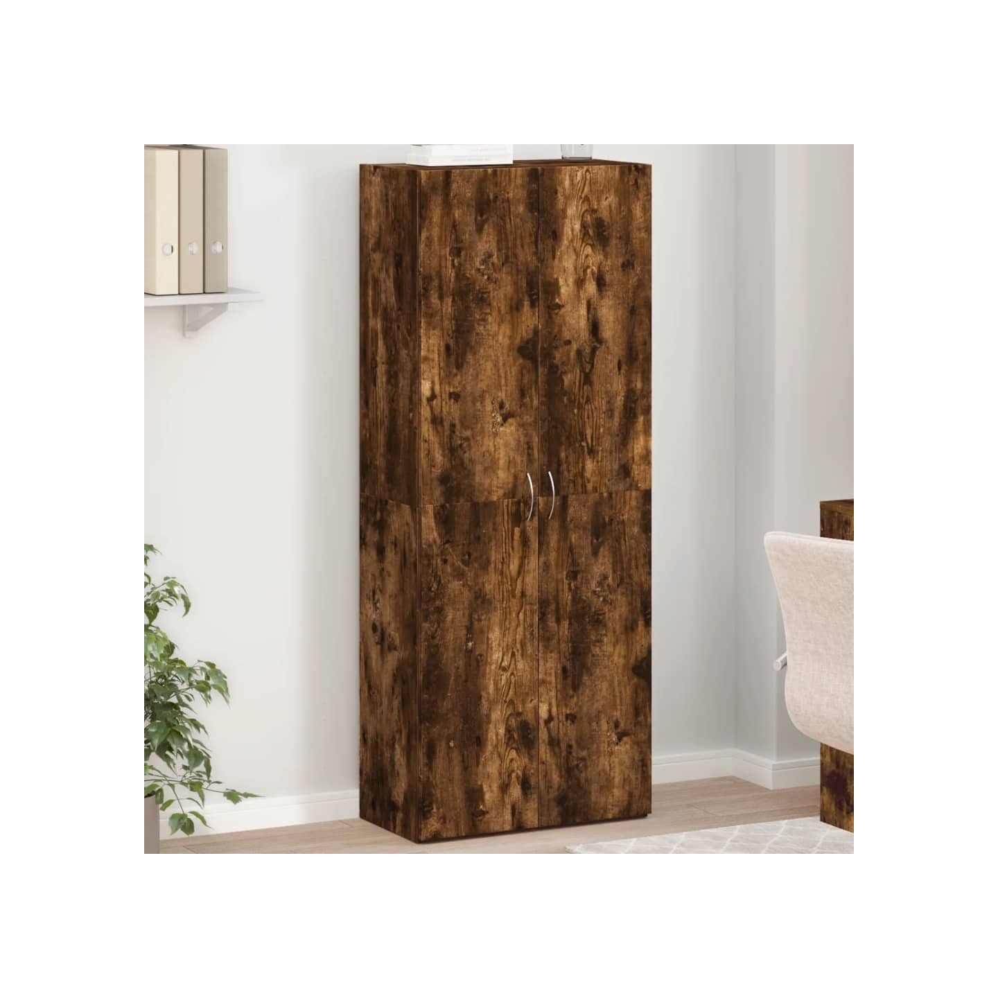 Armoire de classement chêne fumé 60x32x153 cm bois d'ingénierie