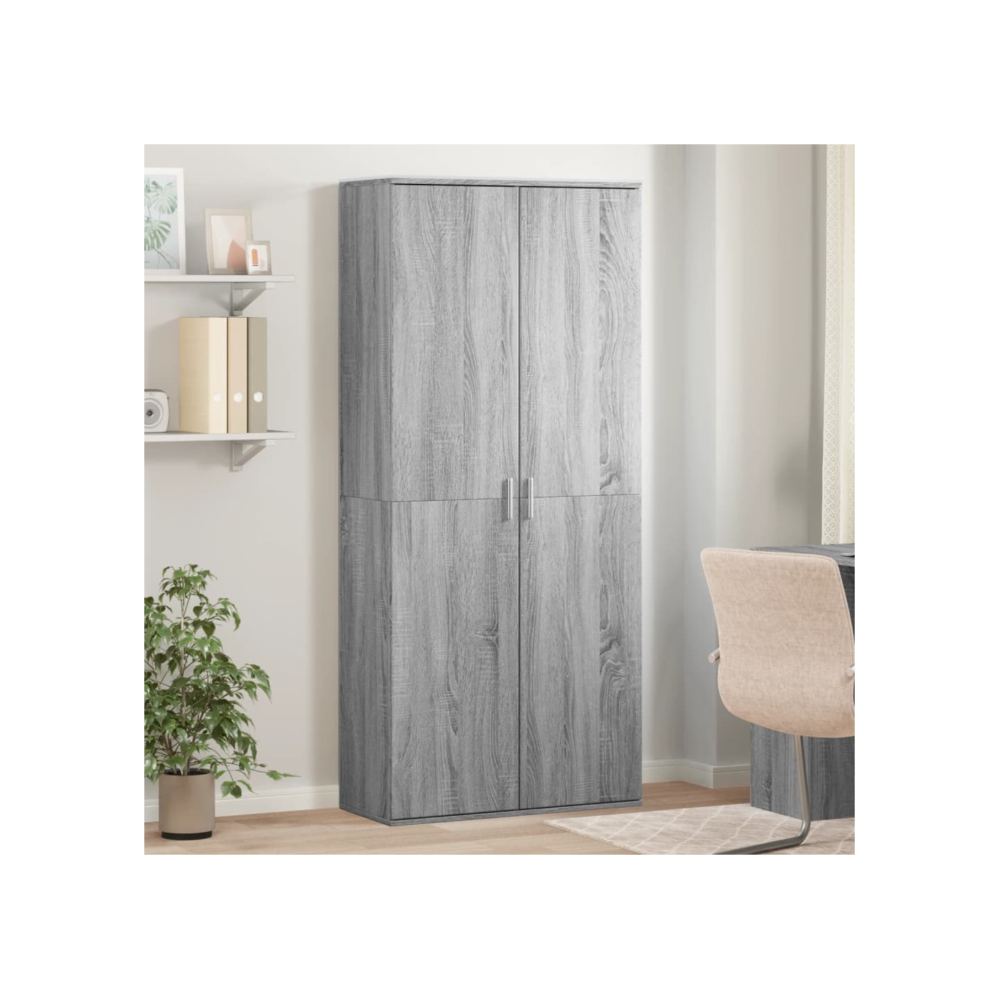 Buffet haut sonoma gris 80x35x180 cm bois d'ingénierie