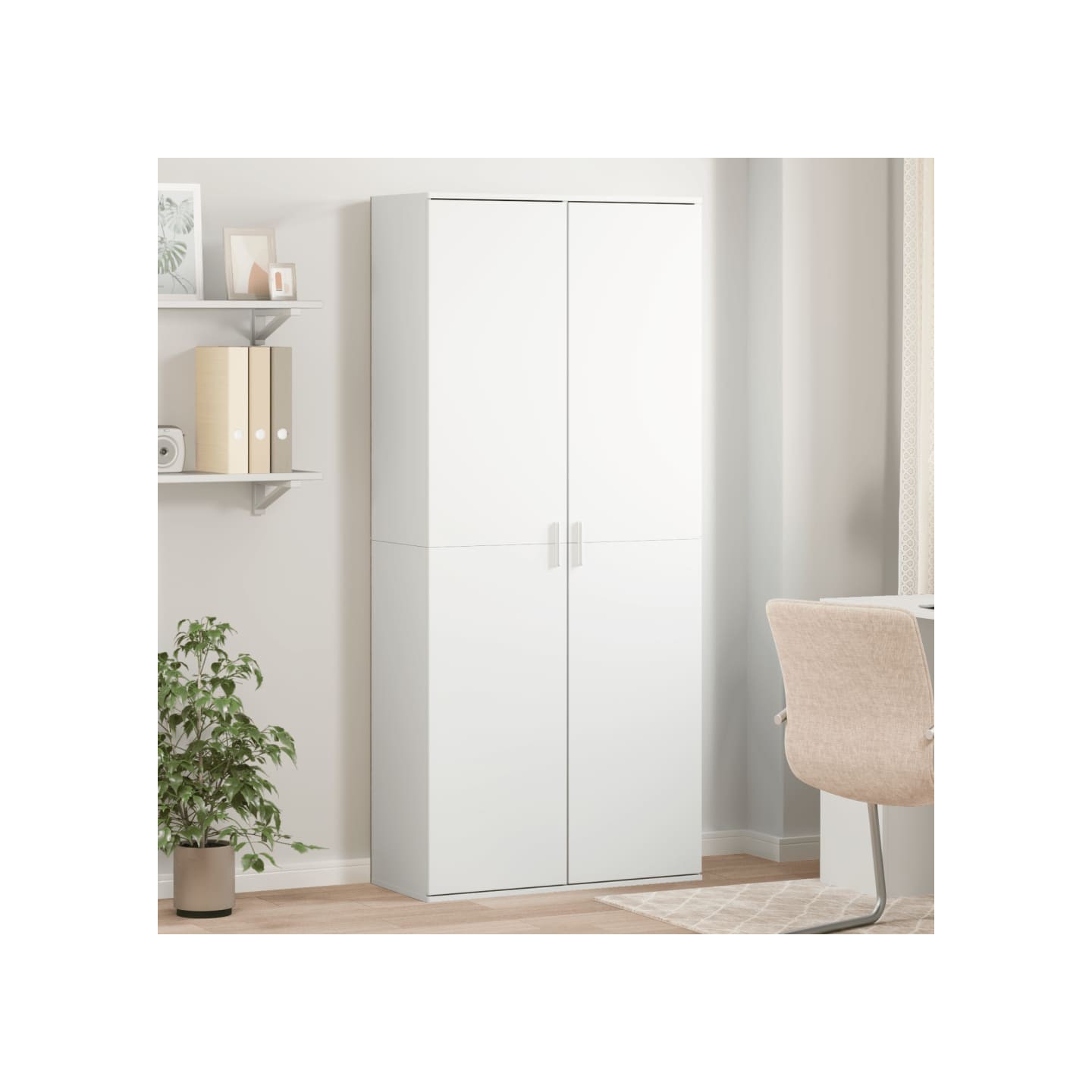 Buffet haut blanc 80x35x180 cm bois d'ingénierie