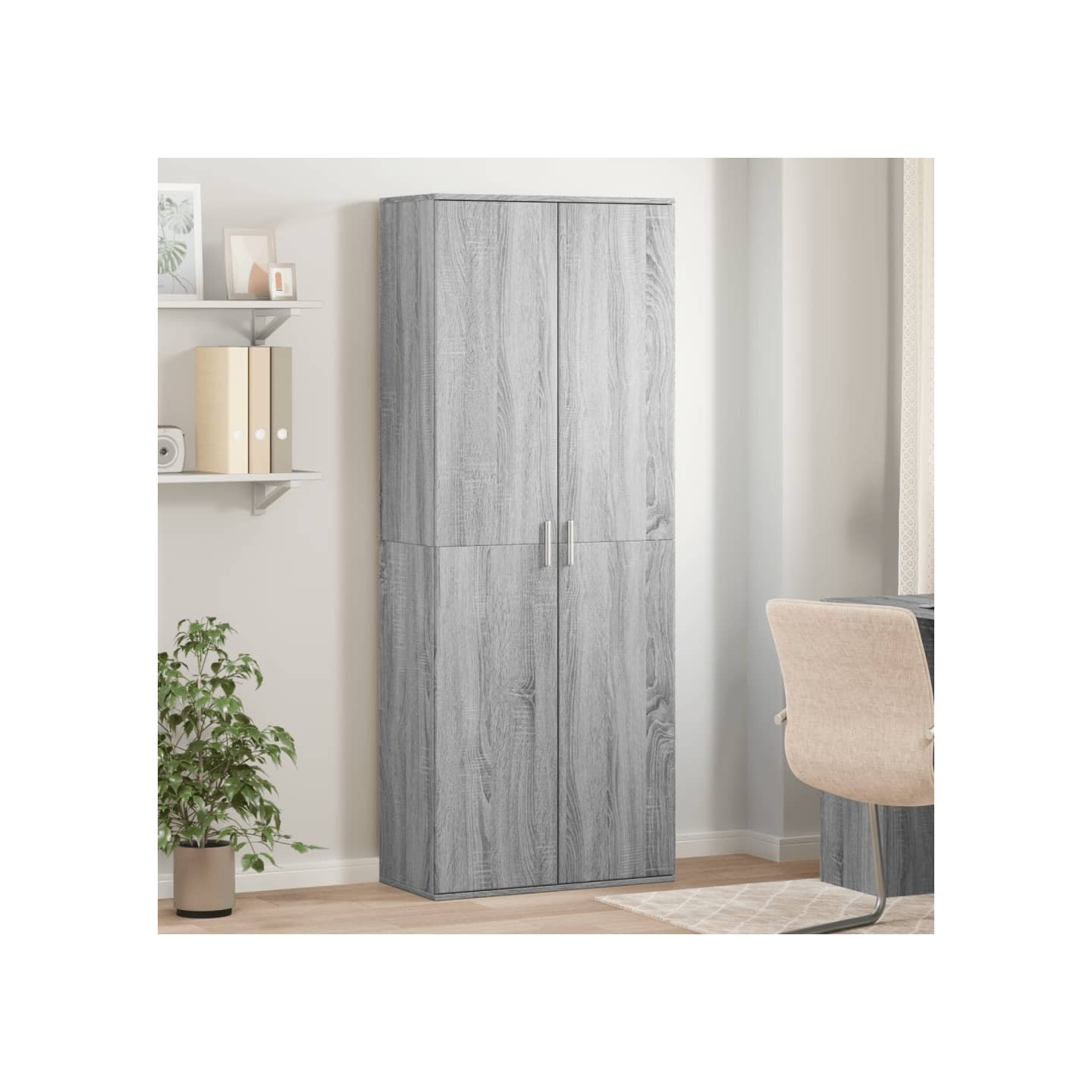 Buffet haut sonoma gris 70x35x180 cm bois d'ingénierie