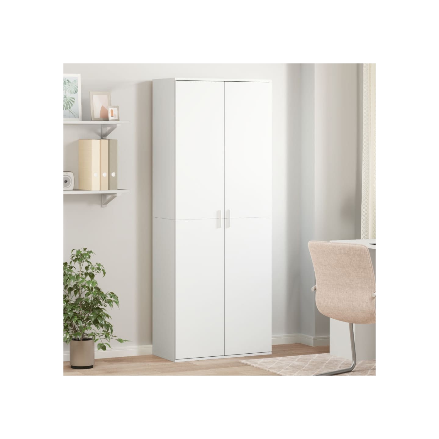 Buffet haut blanc 70x35x180 cm bois d'ingénierie
