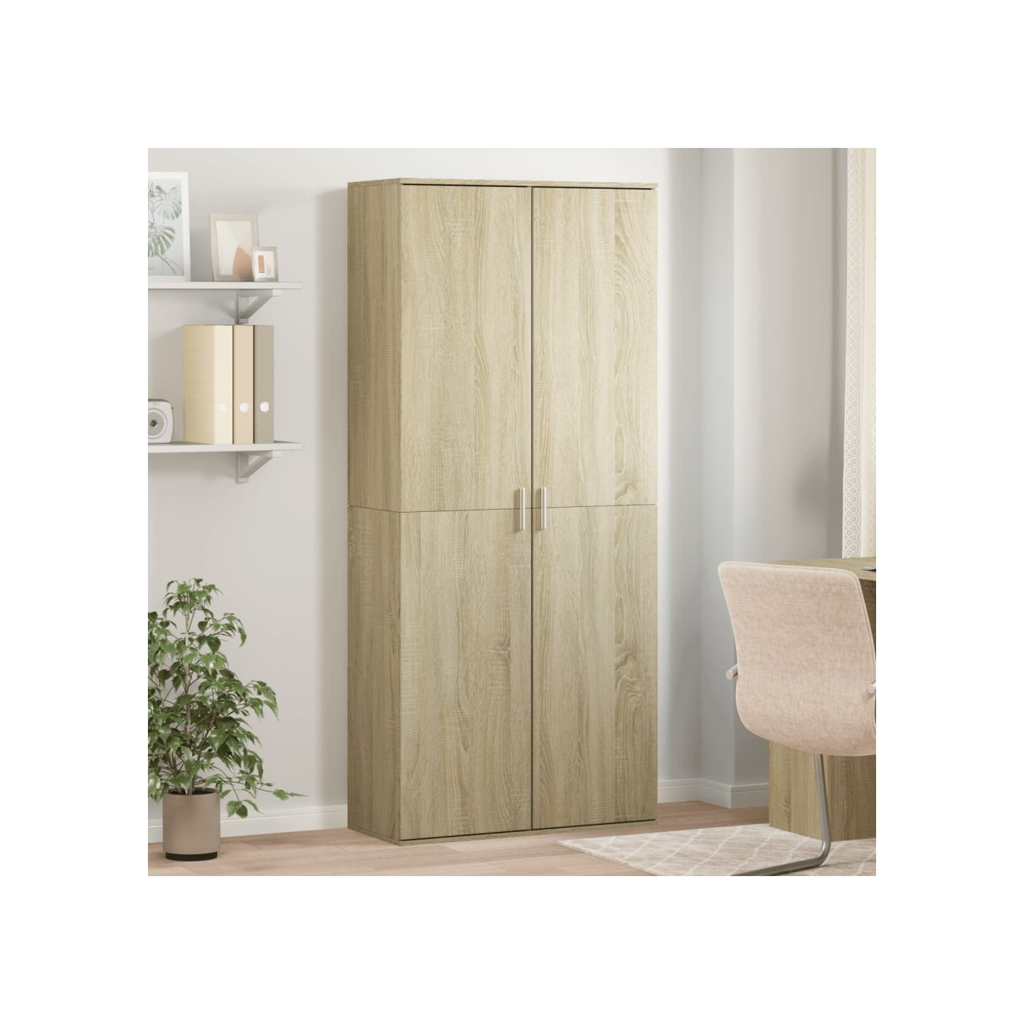 Buffet haut chêne sonoma 80x35x180 cm bois d'ingénierie