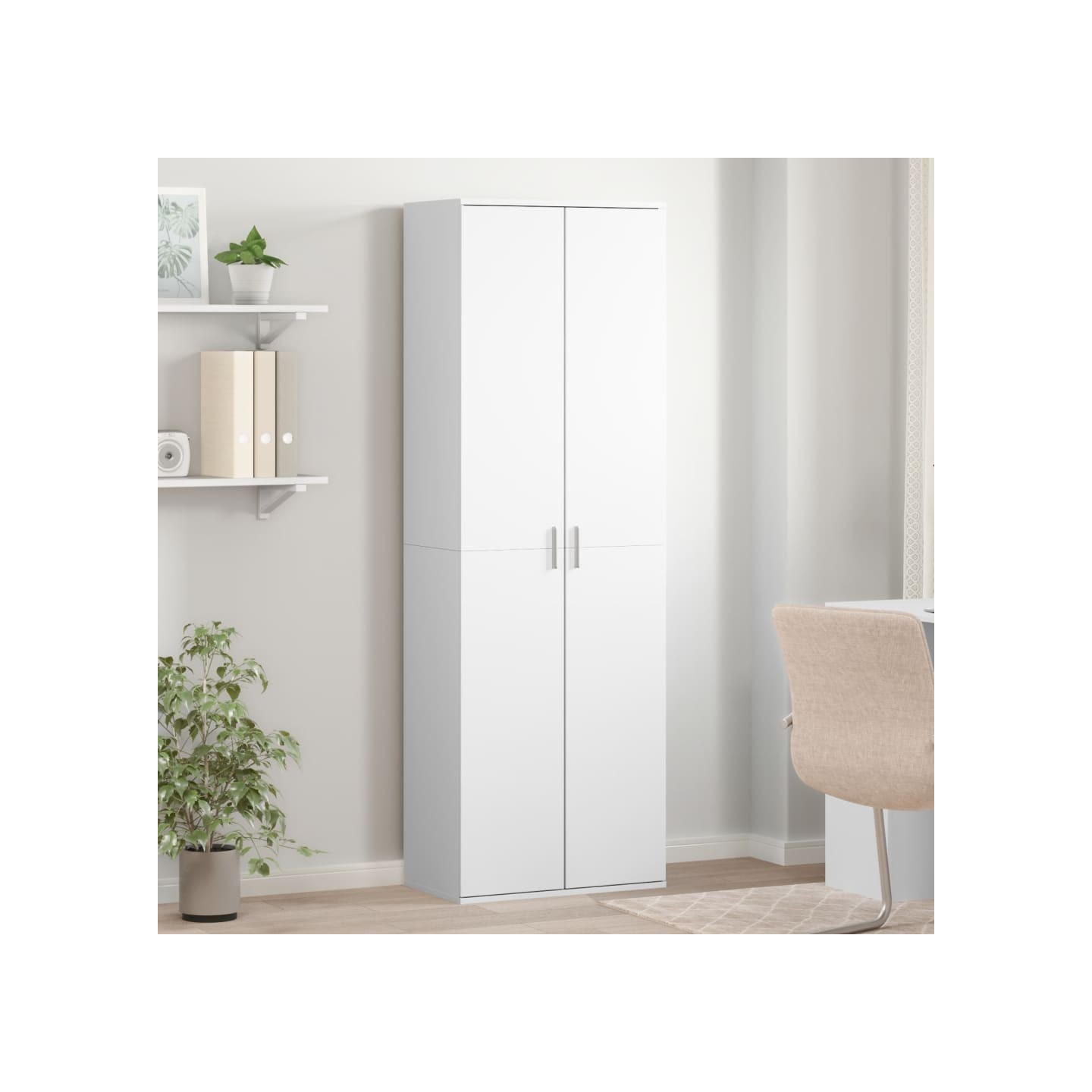 Buffet haut blanc 60x35x180 cm bois d’ingénierie