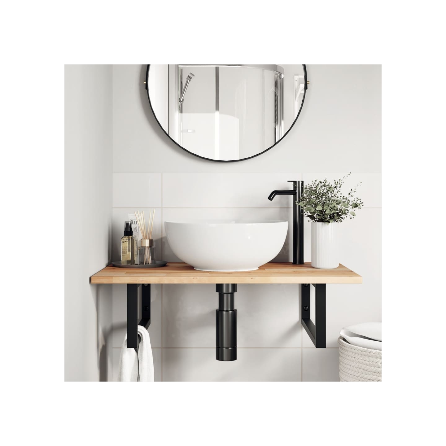 Dessus de meuble de salle de bain non traité bois d'acacia