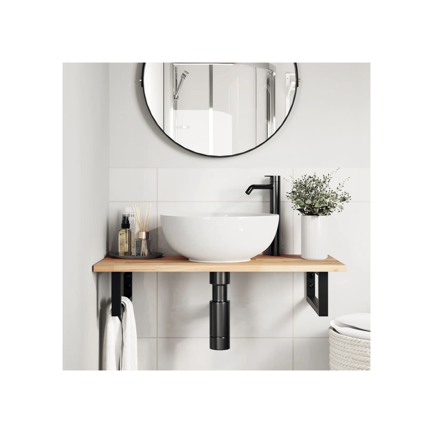 Dessus de meuble de salle de bain non traité bois d'acacia