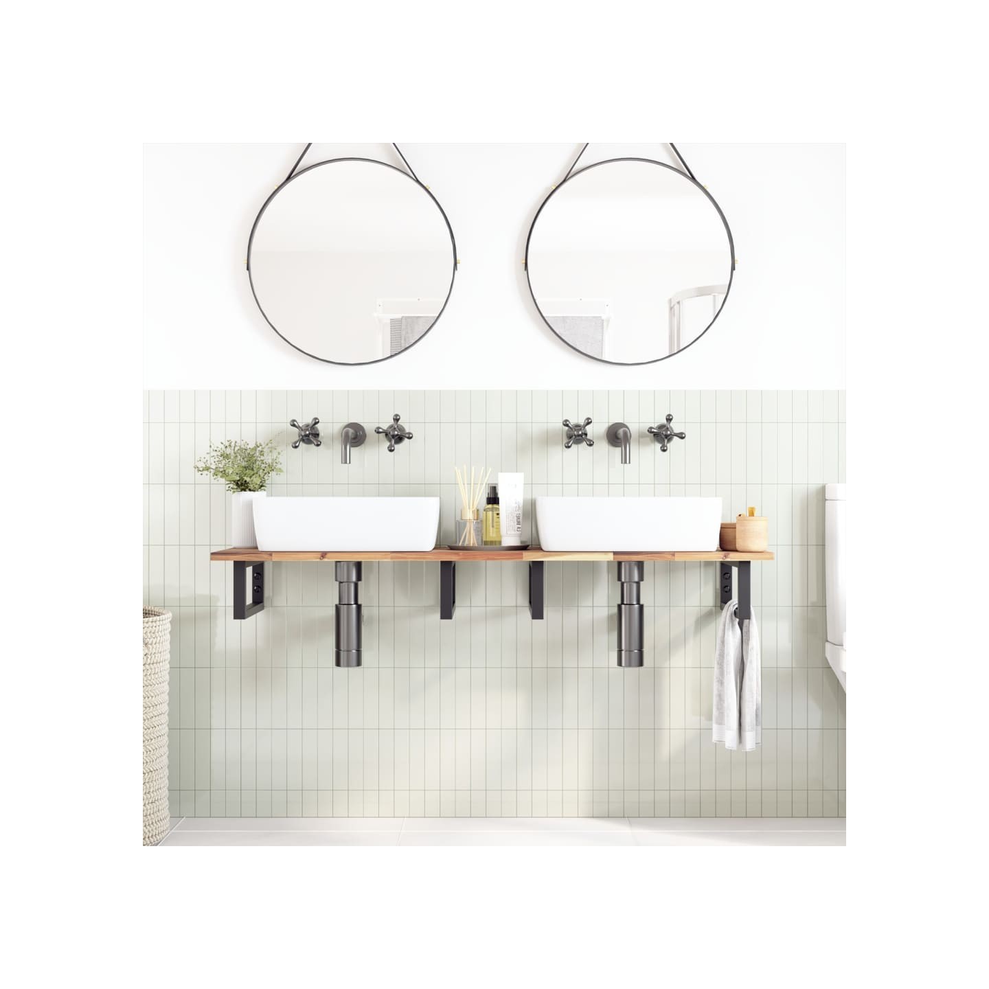 Dessus de meuble de salle de bain non traité bois d'acacia