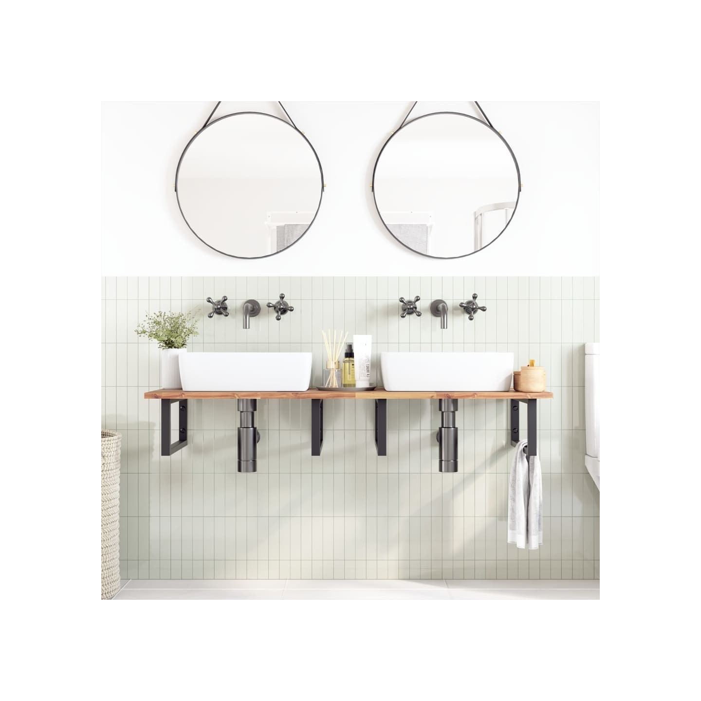 Dessus de meuble de salle de bain non traité bois d'acacia