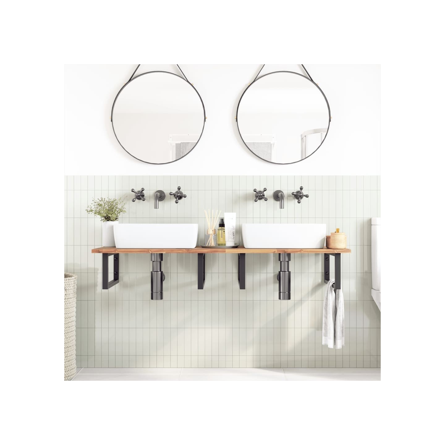 Dessus de meuble de salle de bain non traité bois d'acacia