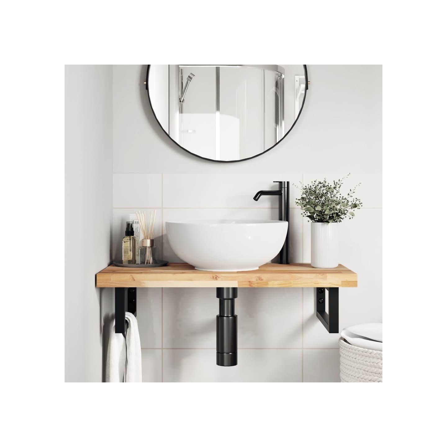 Dessus de meuble de salle de bain non traité bois d'acacia