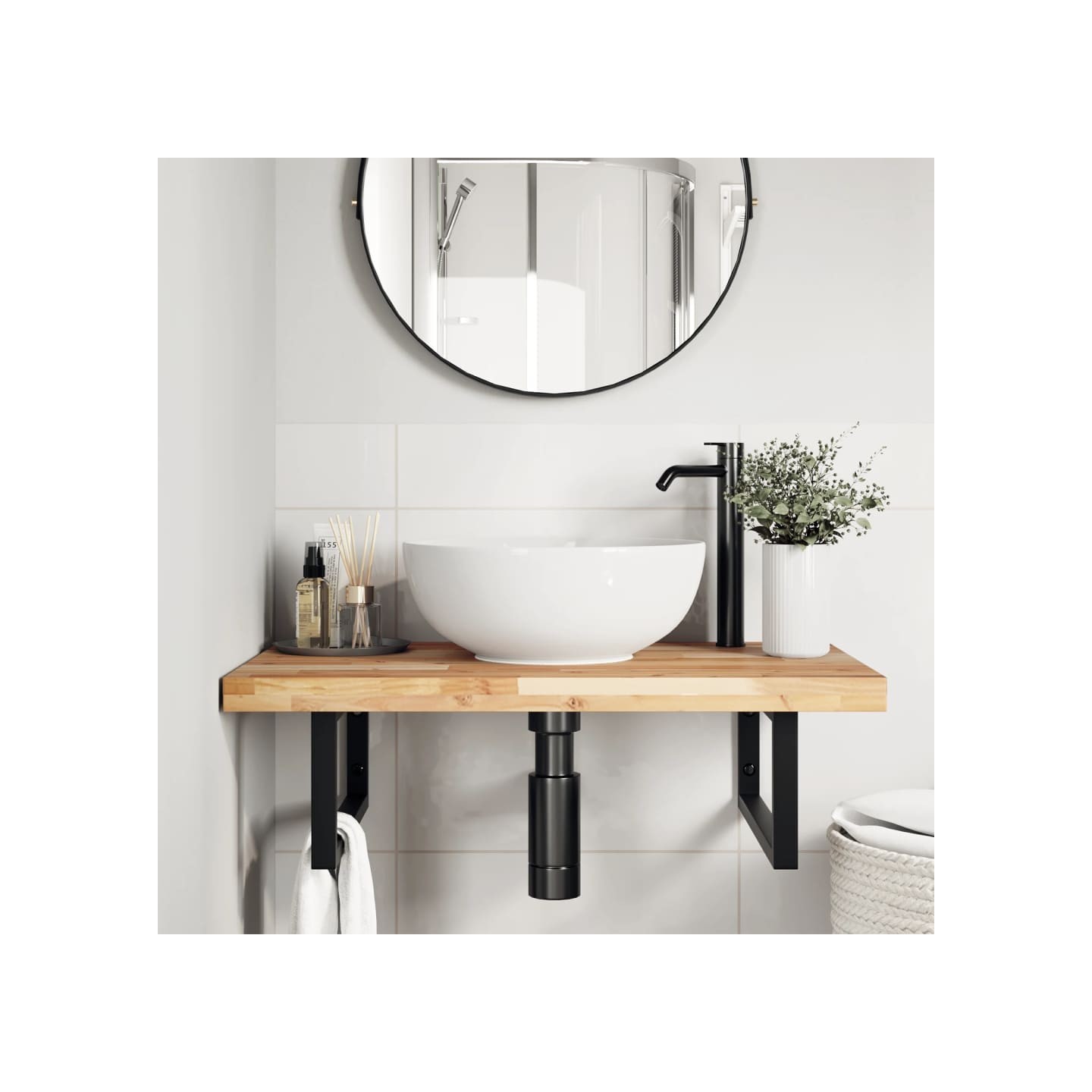 Dessus de meuble de salle de bain non traité bois d'acacia