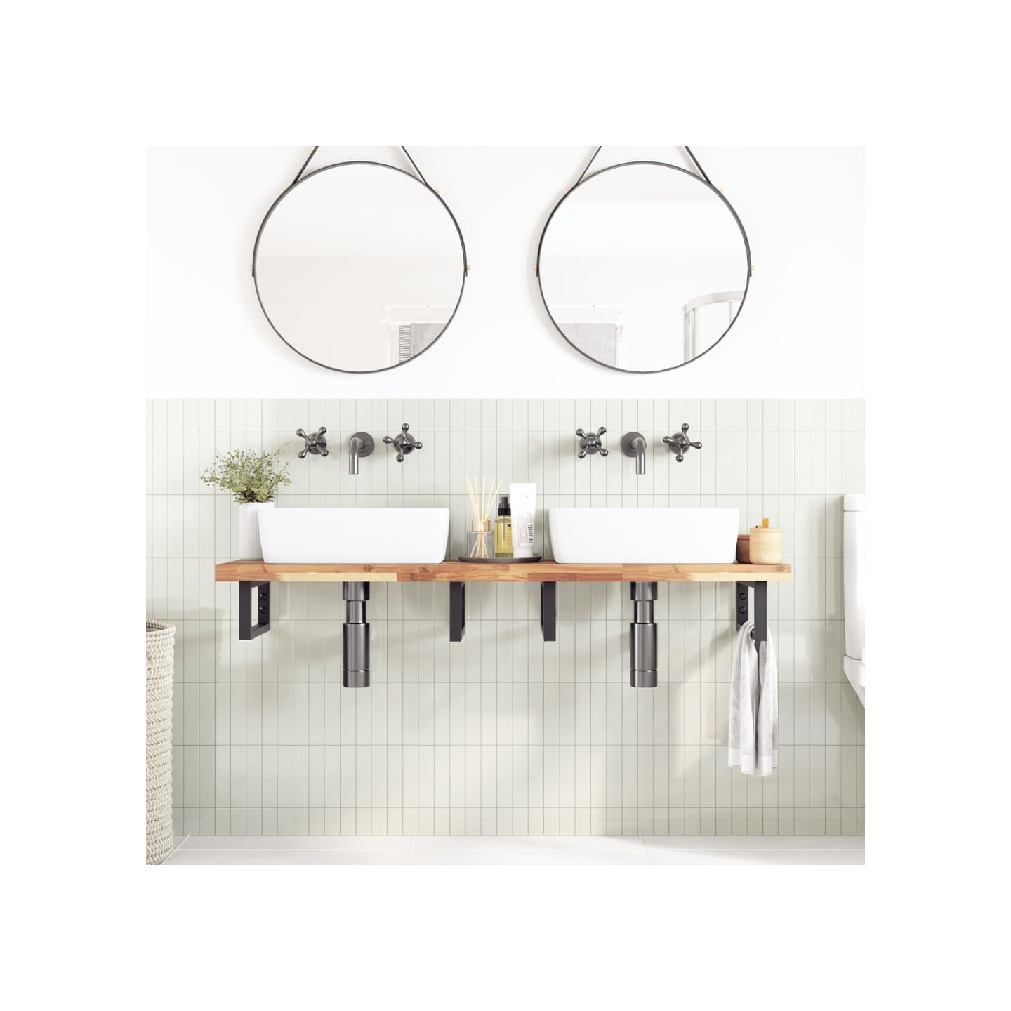 Dessus de meuble de salle de bain non traité bois d'acacia