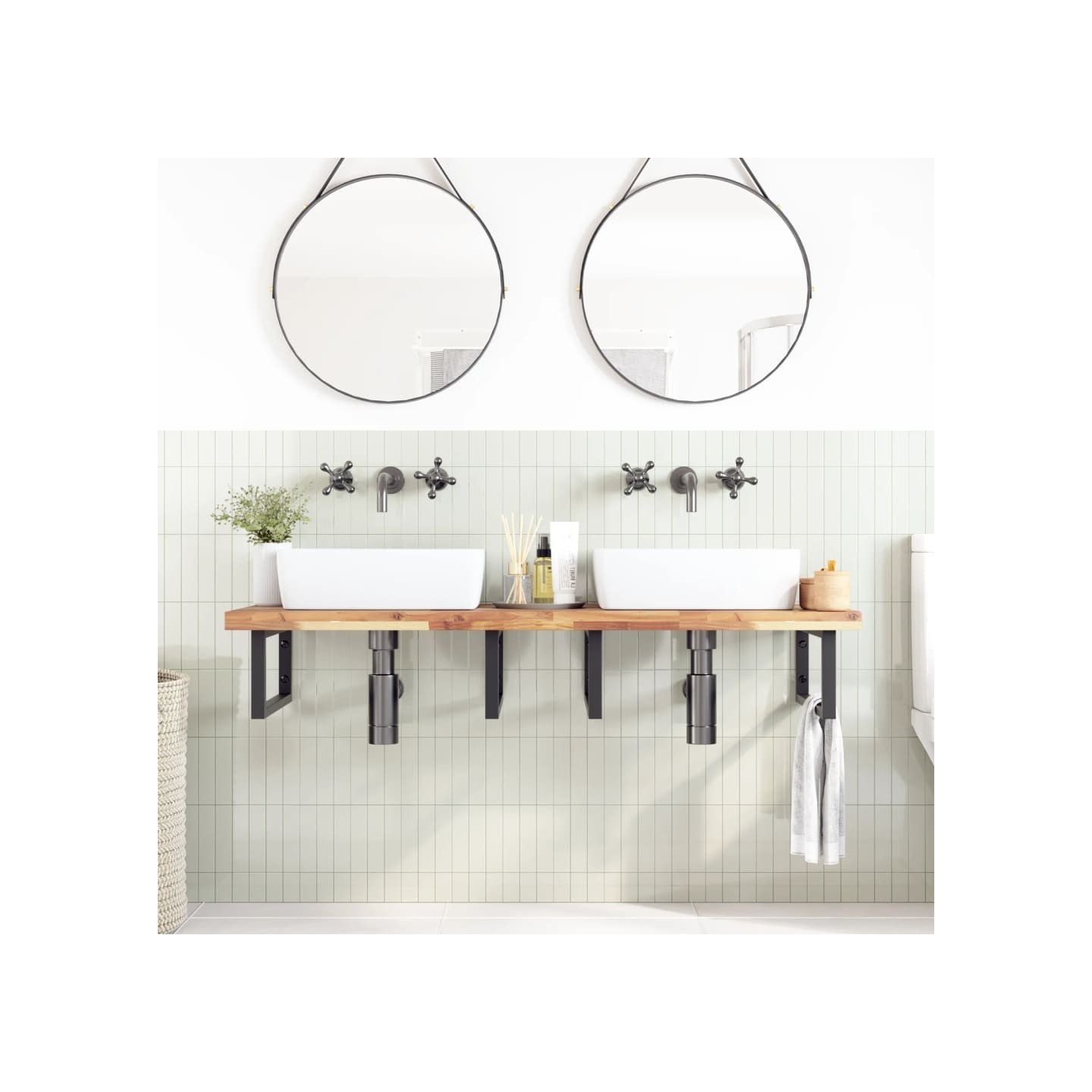 Dessus de meuble de salle de bain non traité bois d'acacia