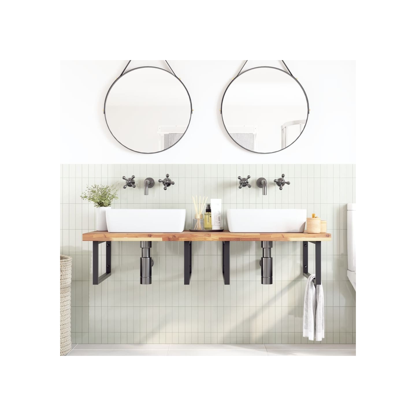 Dessus de meuble de salle de bain non traité bois d'acacia