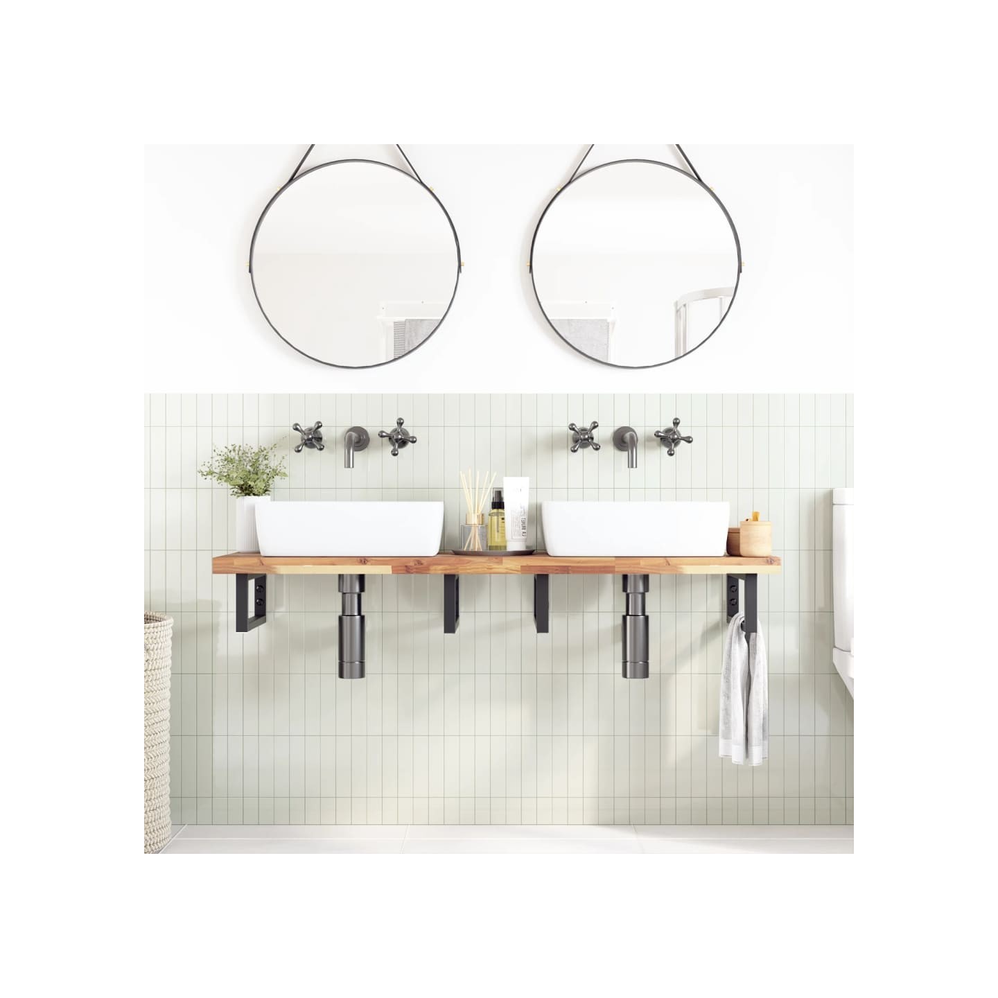 Dessus de meuble de salle de bain non traité bois d'acacia