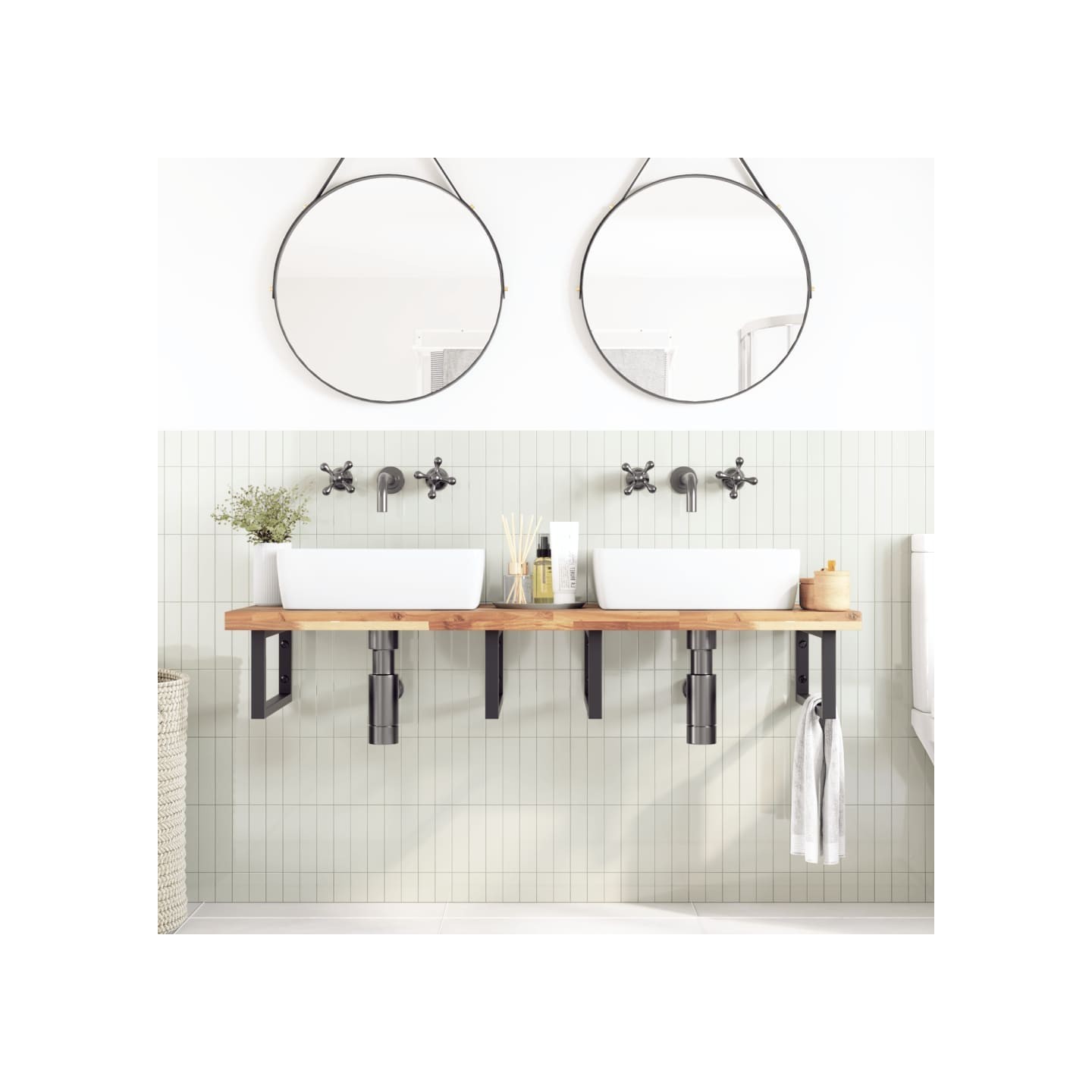 Dessus de meuble de salle de bain non traité bois d'acacia