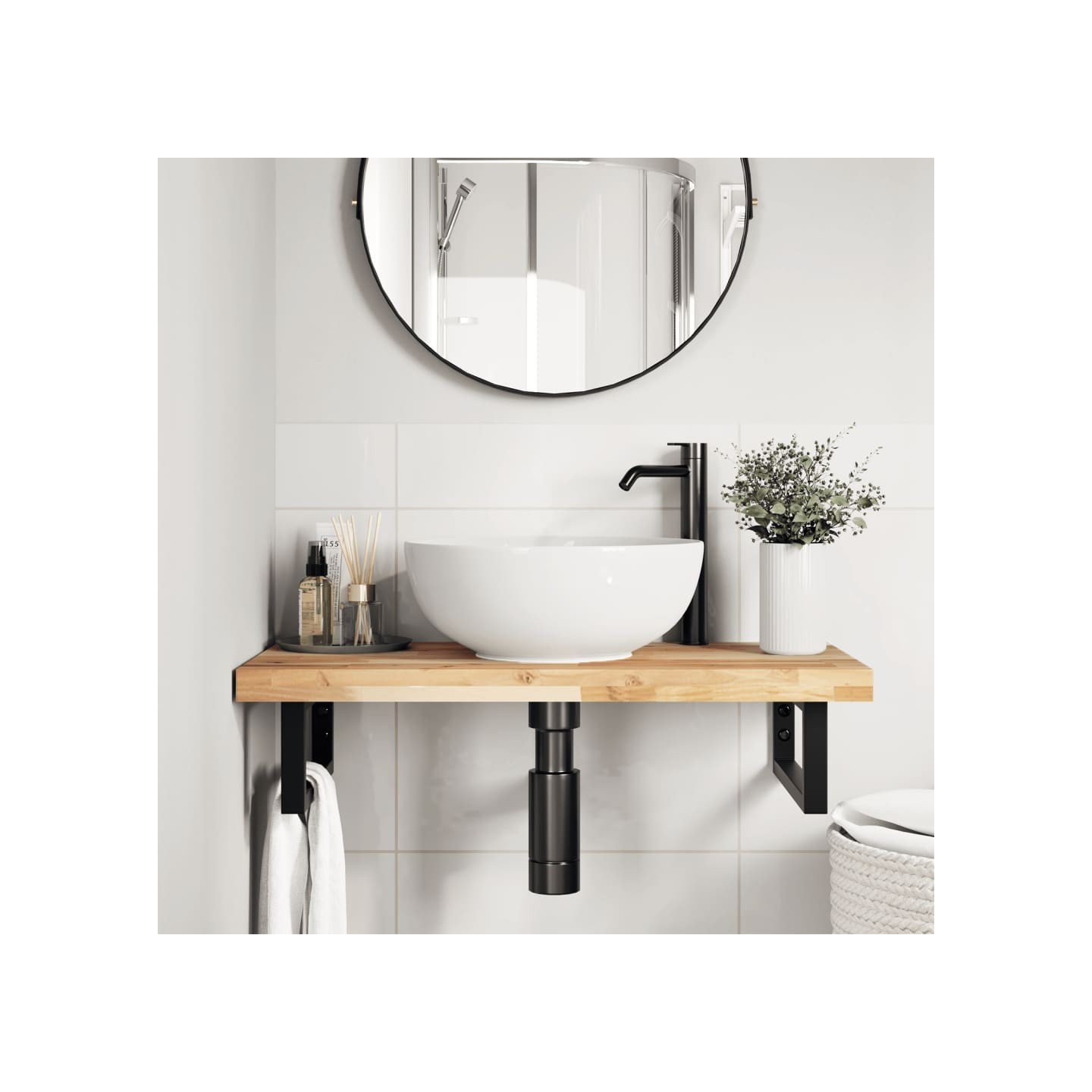 Dessus de meuble de salle de bain non traité bois d'acacia