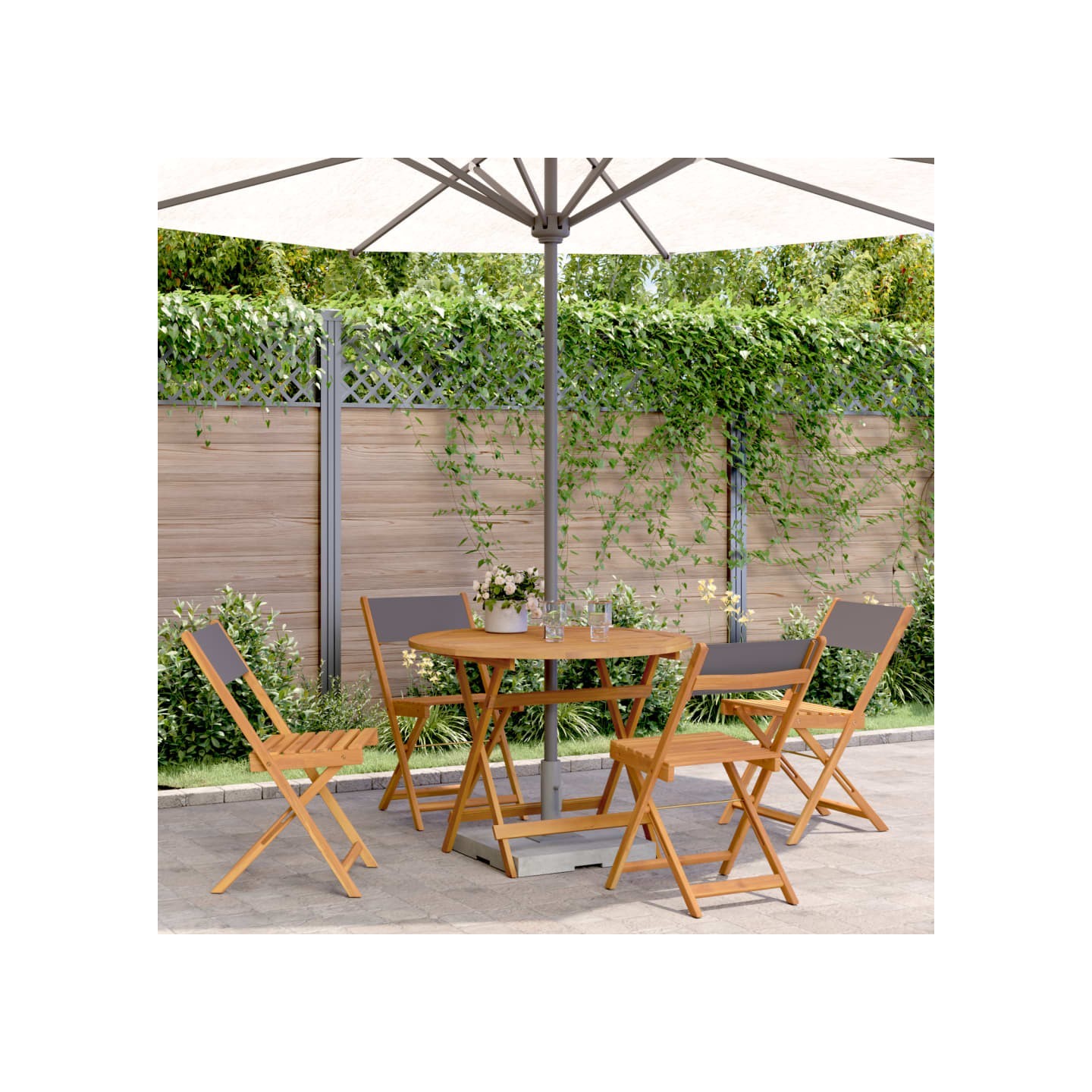 Ensemble à manger de jardin 5 pcs anthracite tissu bois massif