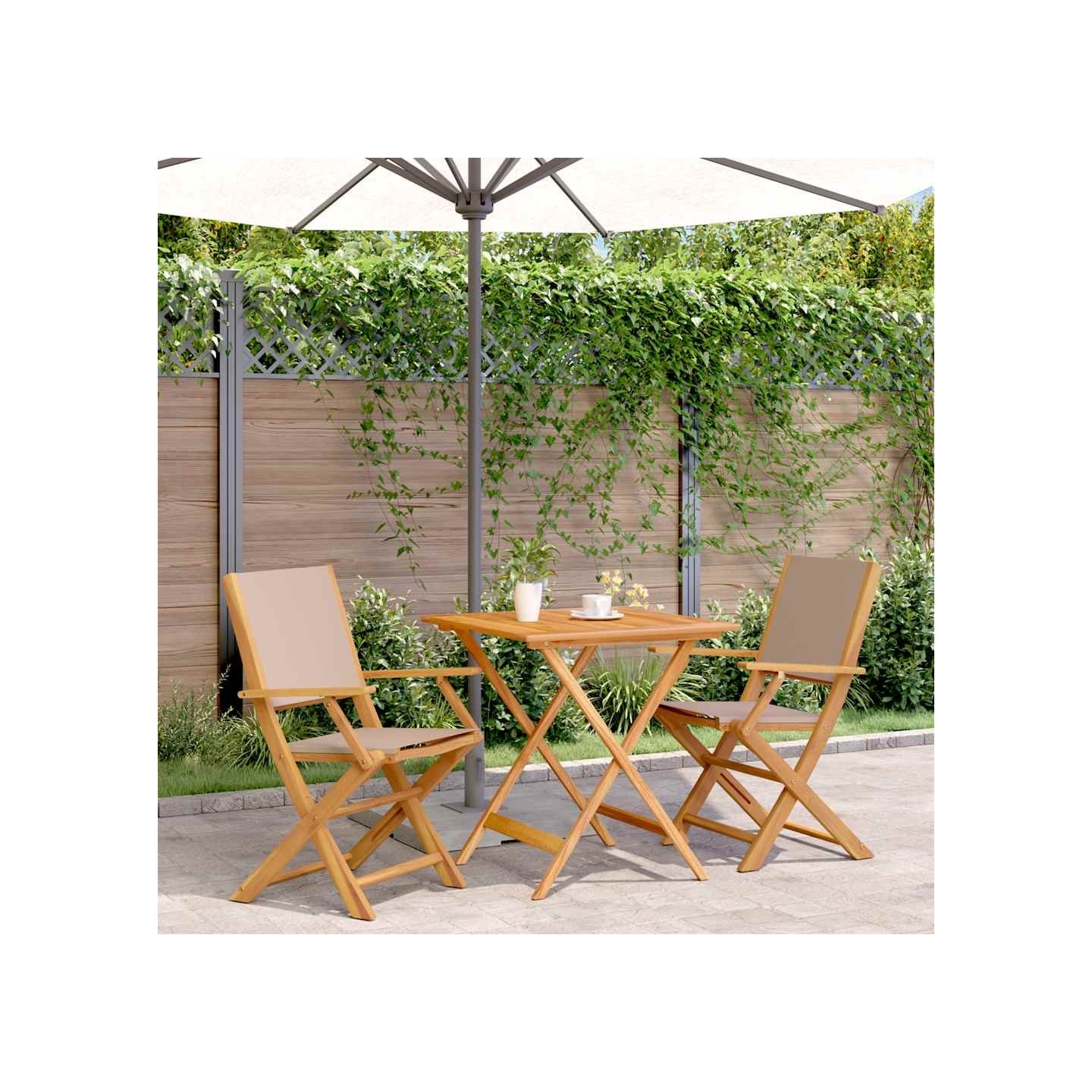 Ensemble de bistro 3 pcs taupe tissu et bois massif