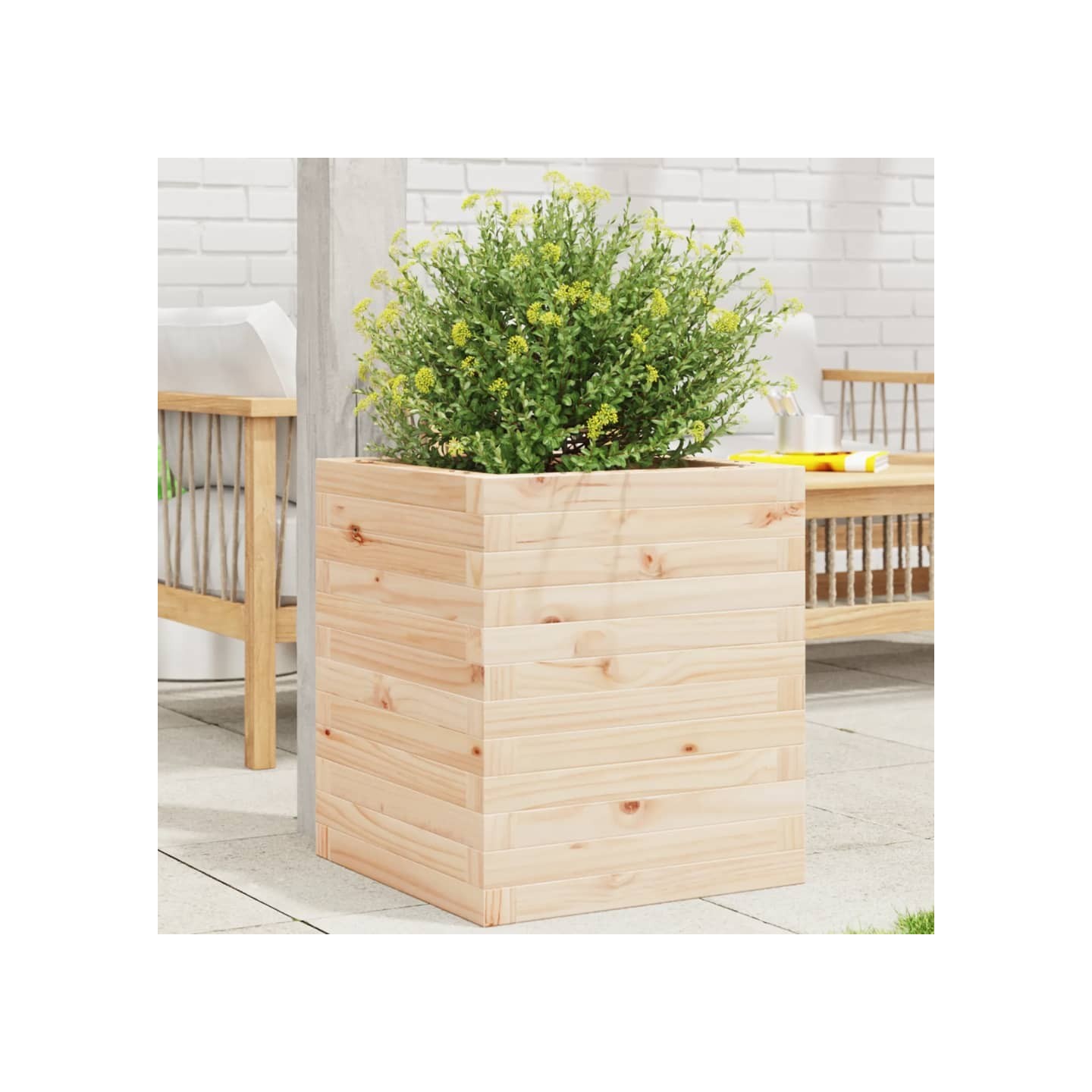 Jardinière 40x40x46 cm bois de pin massif