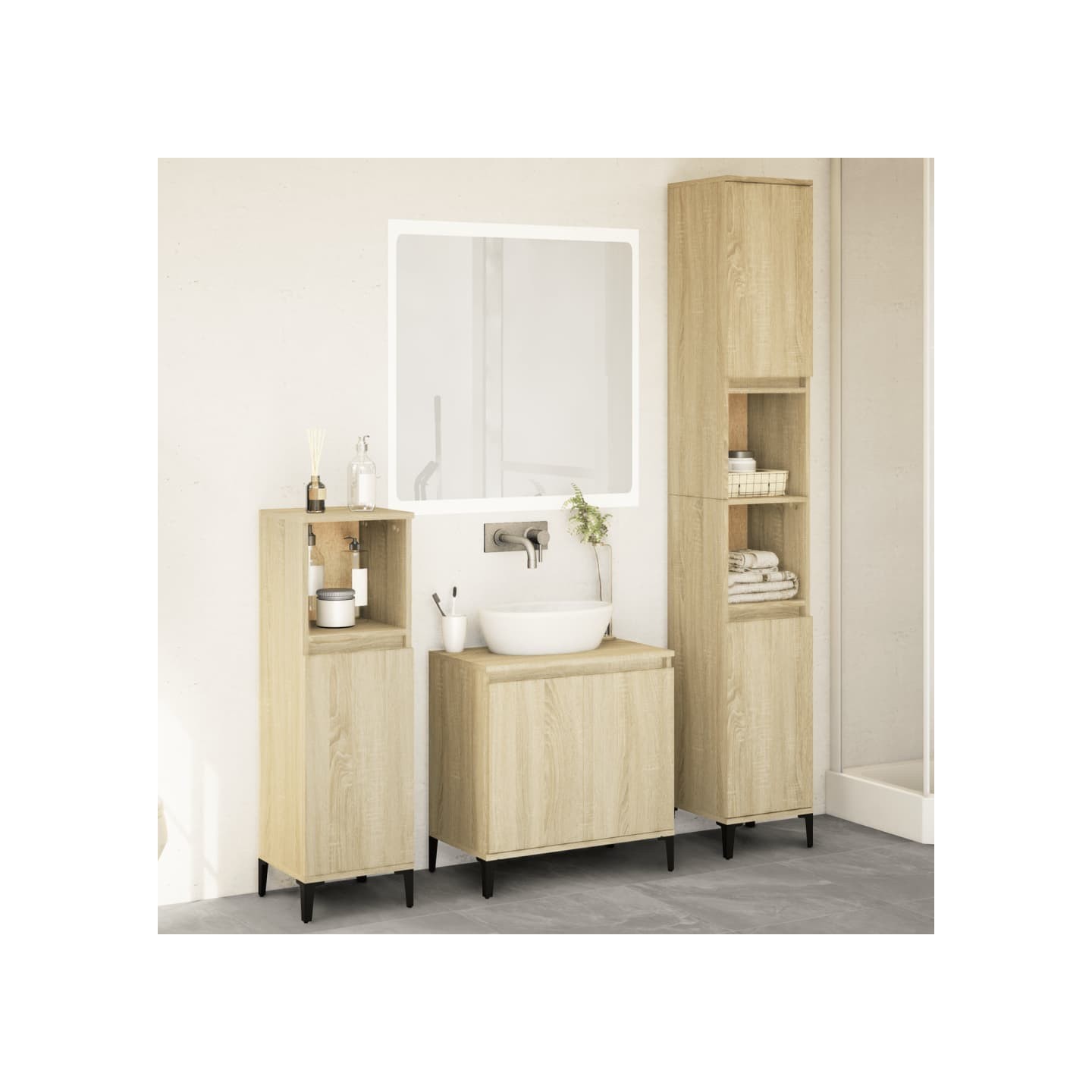 Ensemble de meubles de salle de bain 3 pcs chêne sonoma