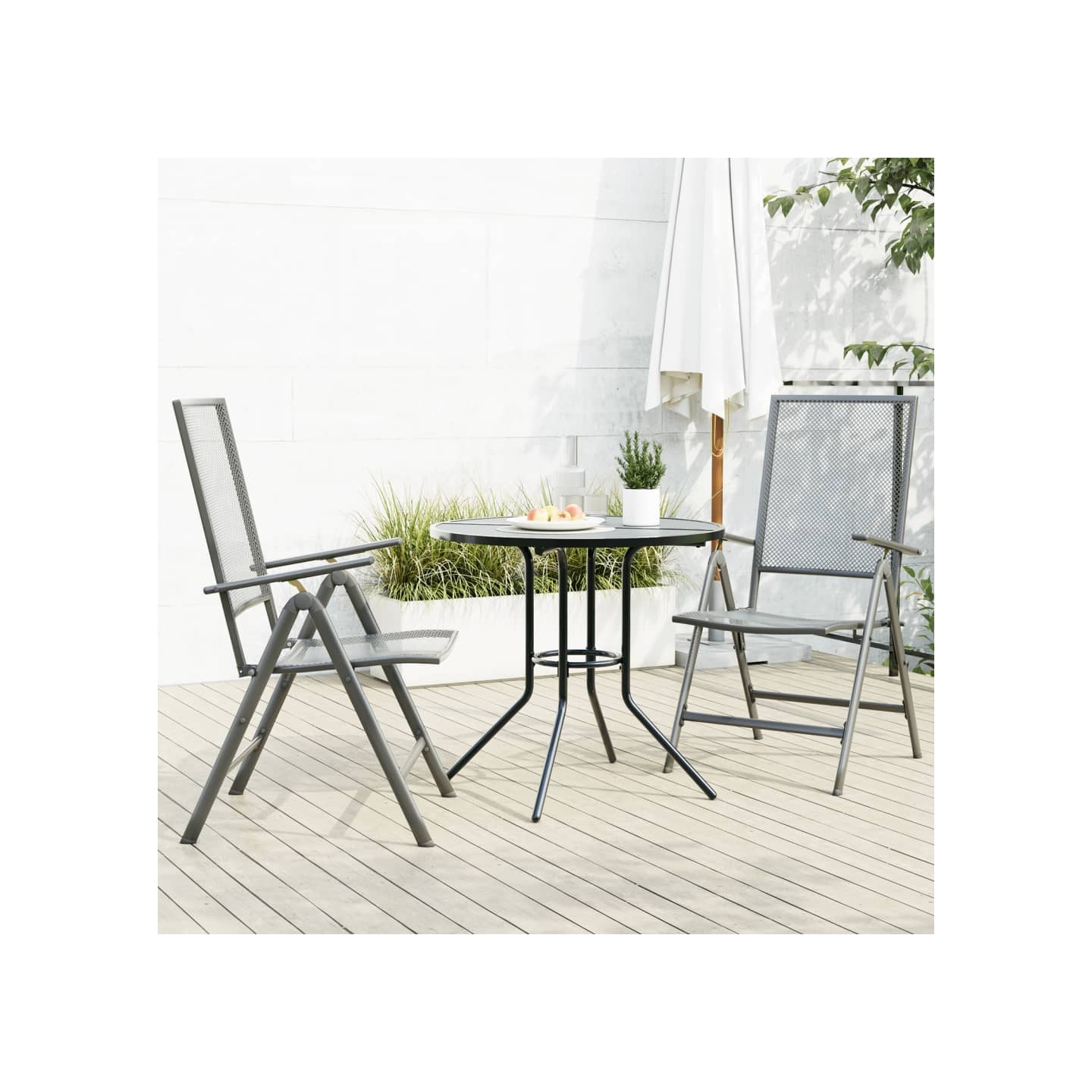 Ensemble de chaises de jardin inclinables 3 pcs anthracite