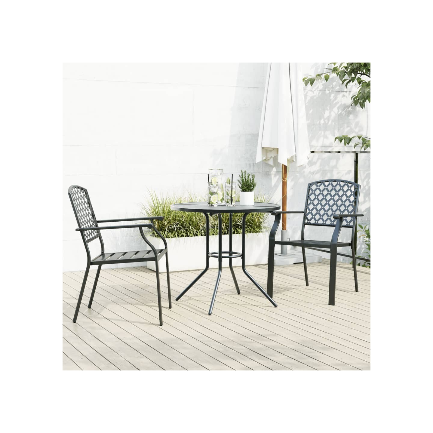 Ensemble de chaises de jardin empilables 3 pcs anthracite