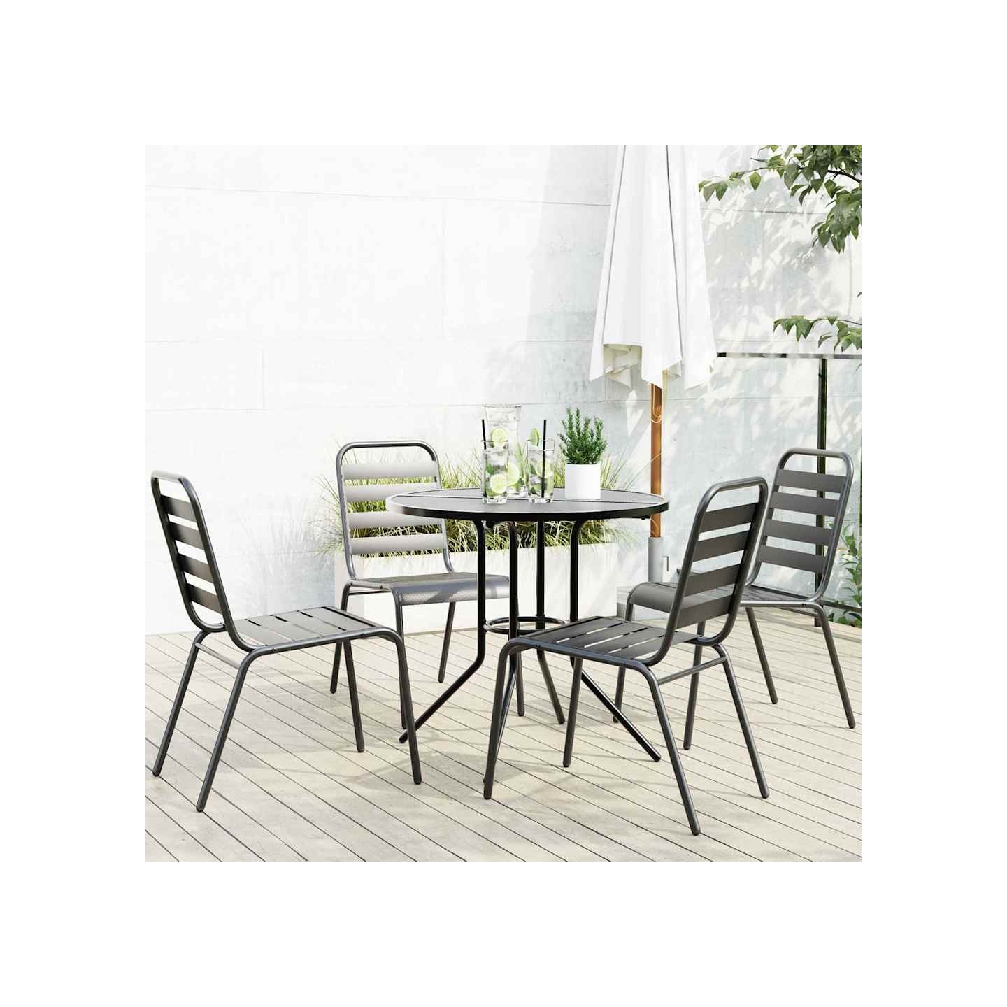 Ensemble de chaises de jardin empilables 5 pcs anthracite