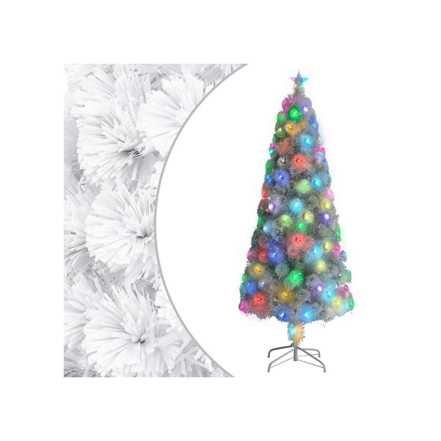 Arbre de Noël artificiel pré-éclairé blanc 210 cm fibre optique